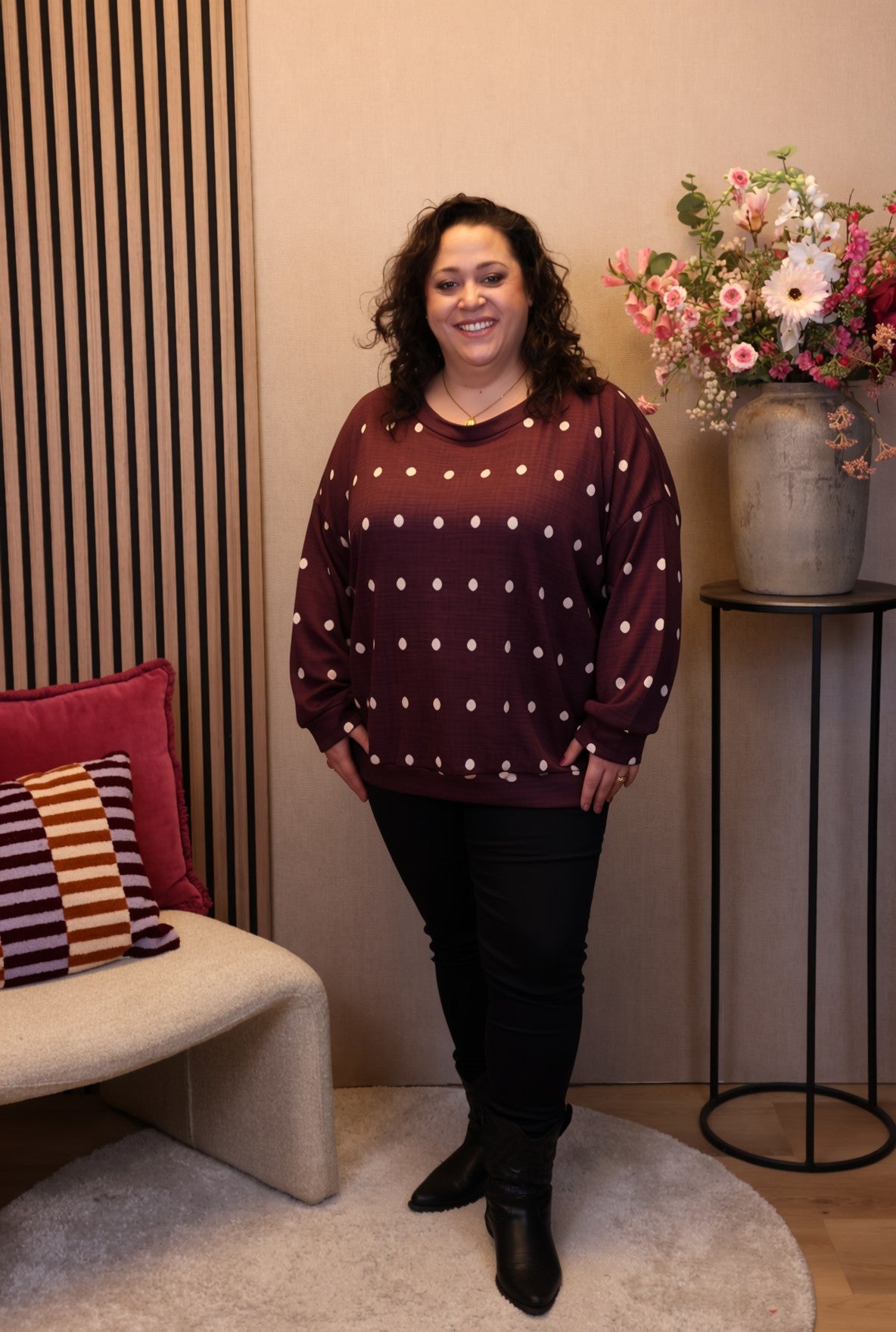 Dora | Bluse schwarz Langarm 52 bis 58