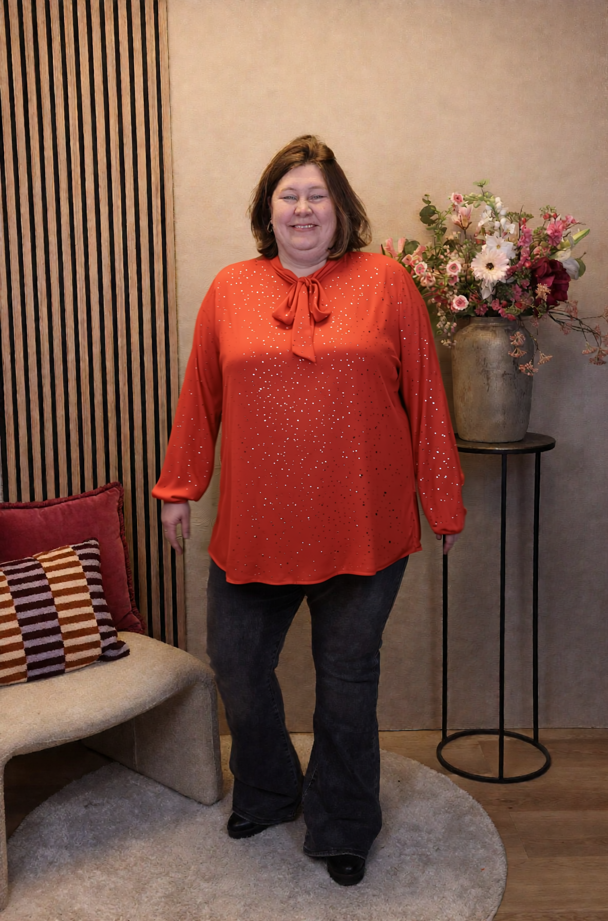 Dora | Bluse schwarz Langarm 52 bis 58