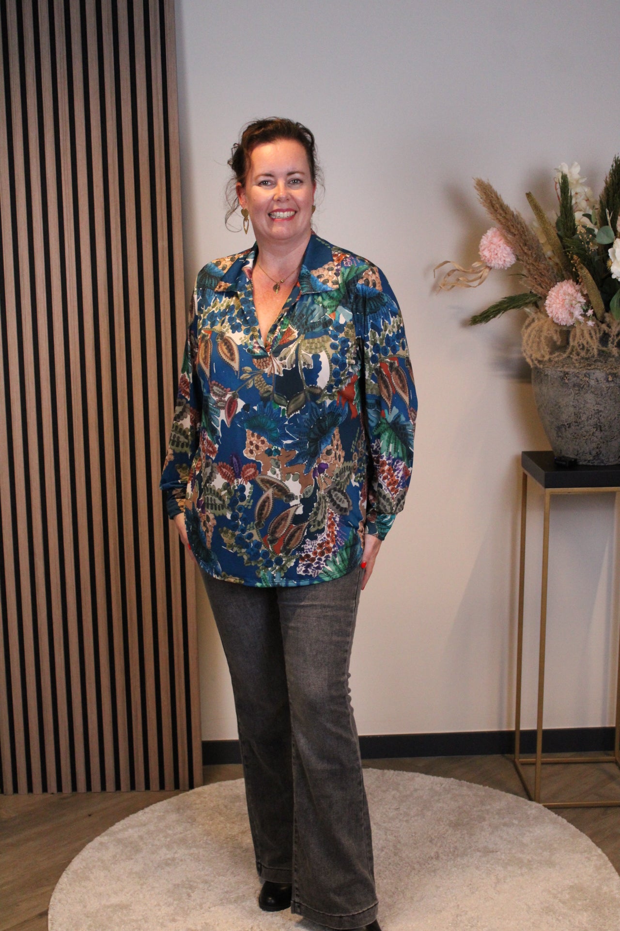 Helena | Aqua Bluse mit Kragen 38 bis 48