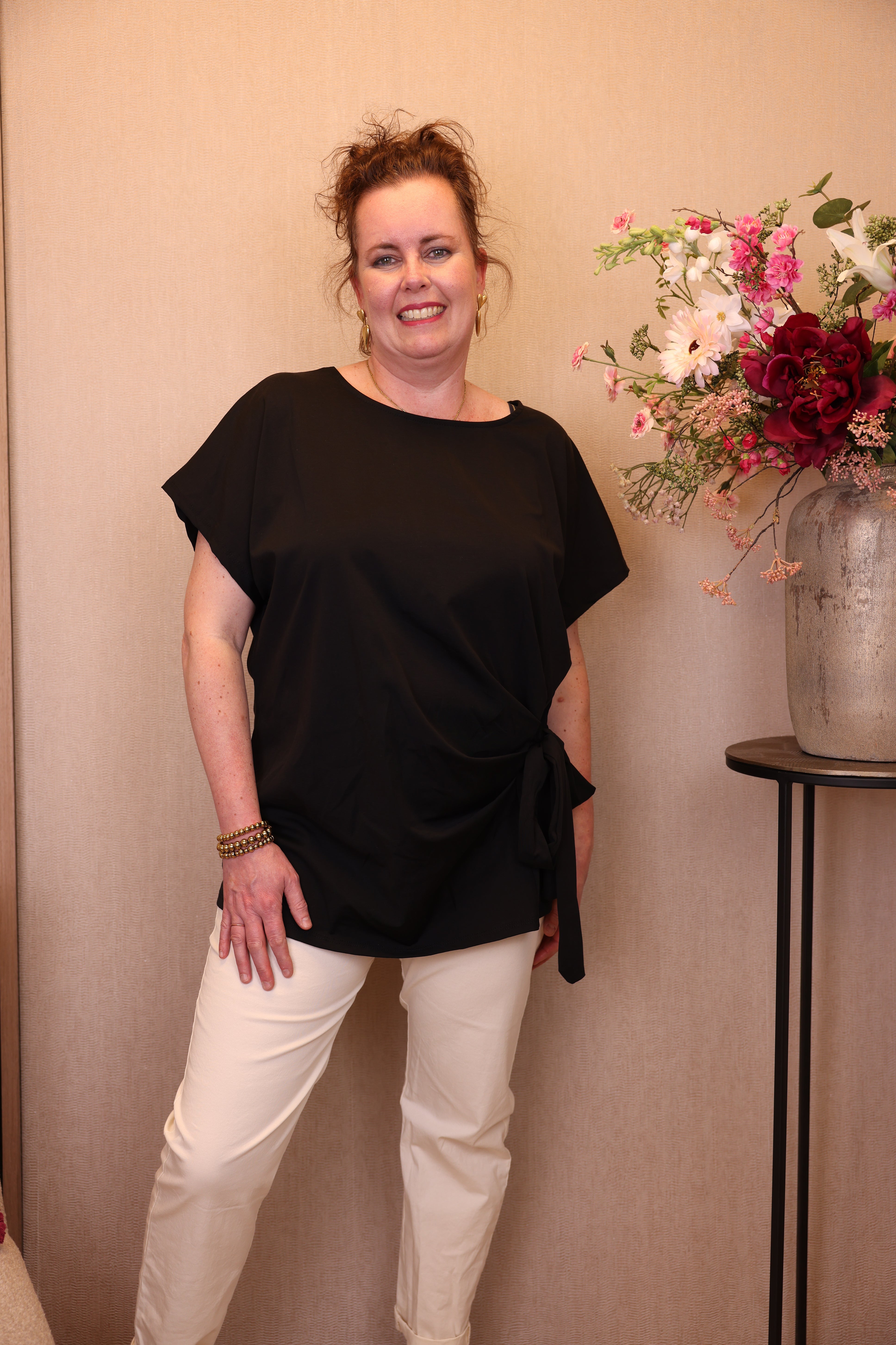 Dora | Bluse schwarz Langarm 52 bis 58