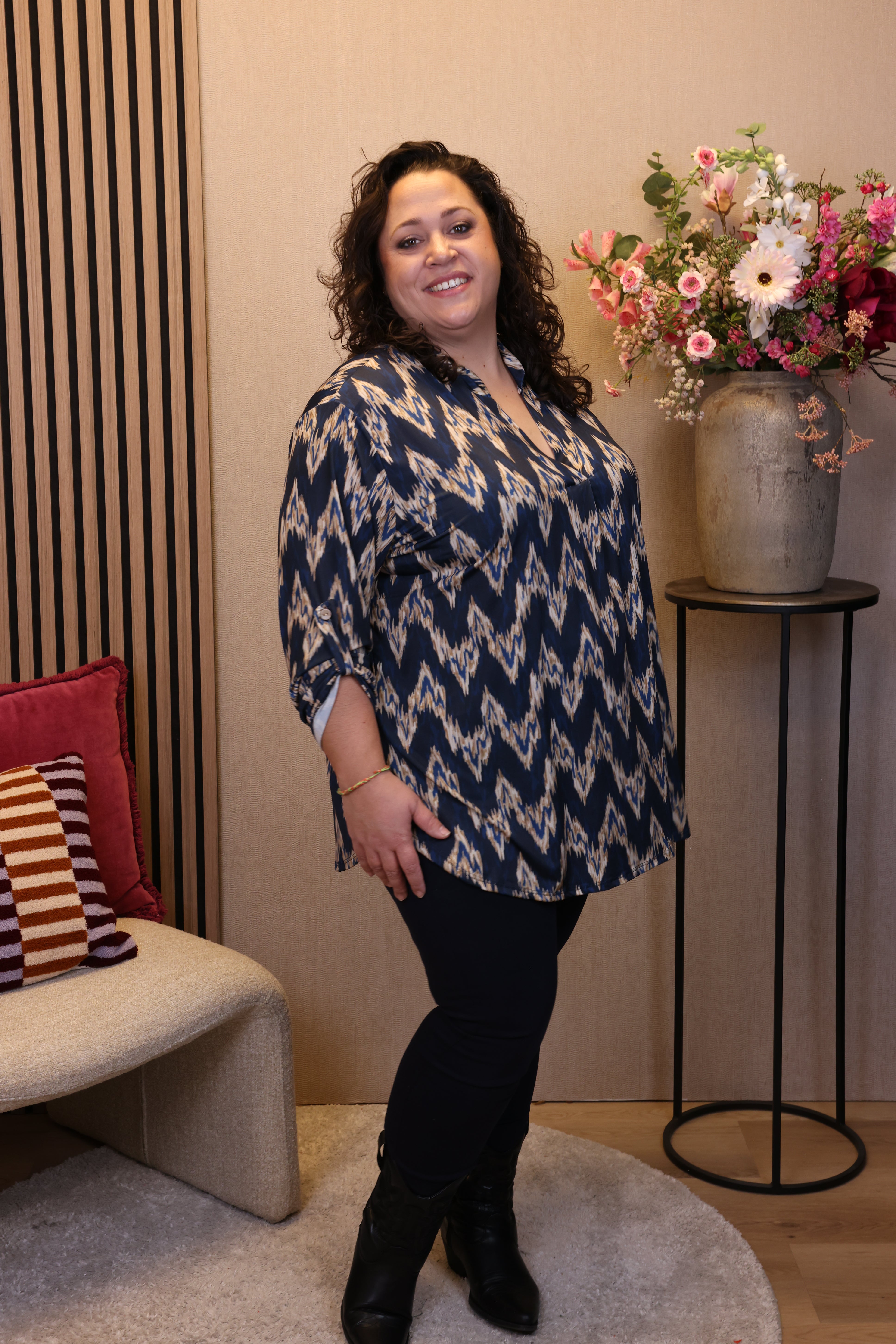 Dora | Bluse schwarz Langarm 52 bis 58