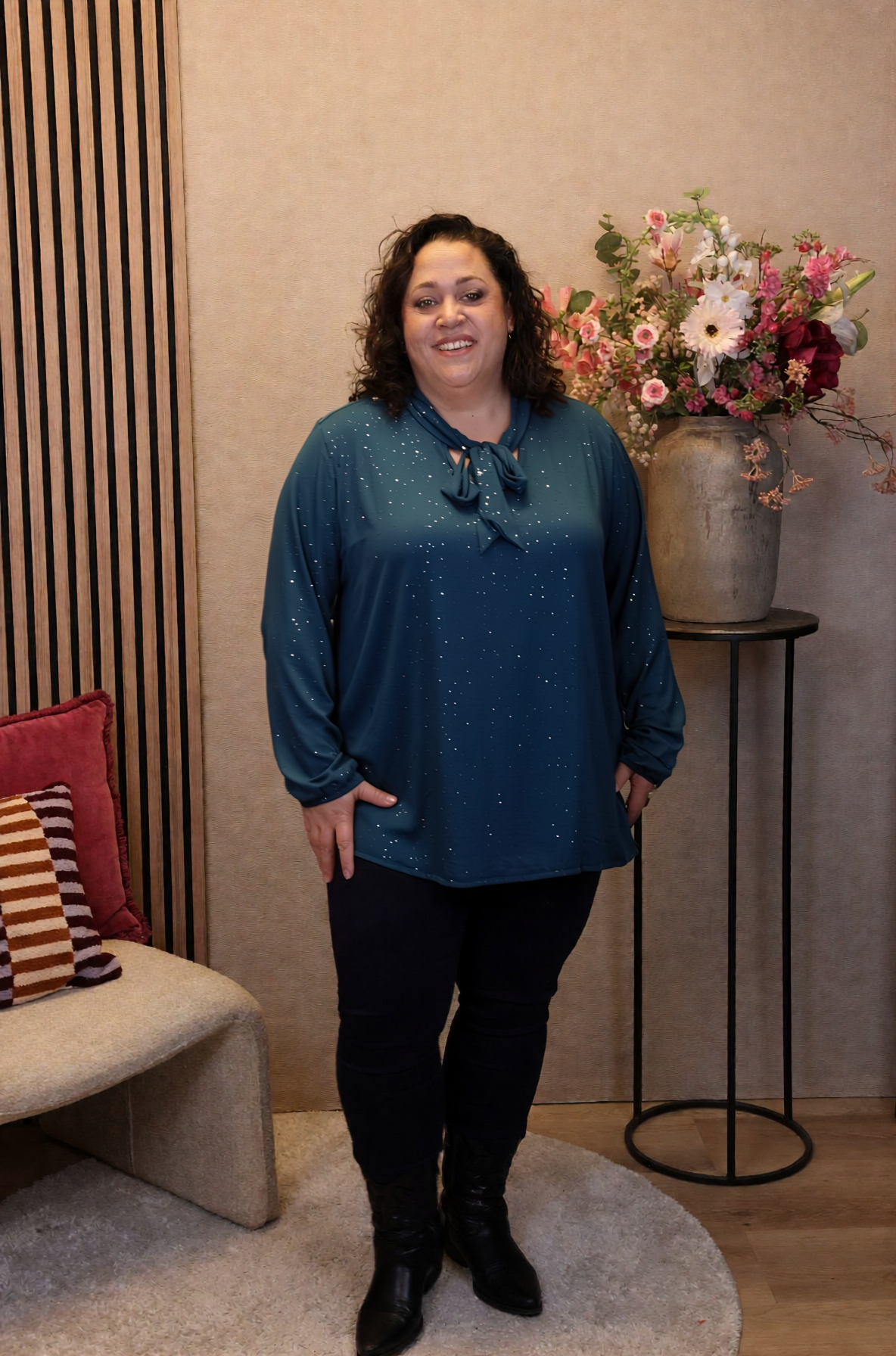 Dora | Bluse schwarz Langarm 52 bis 58