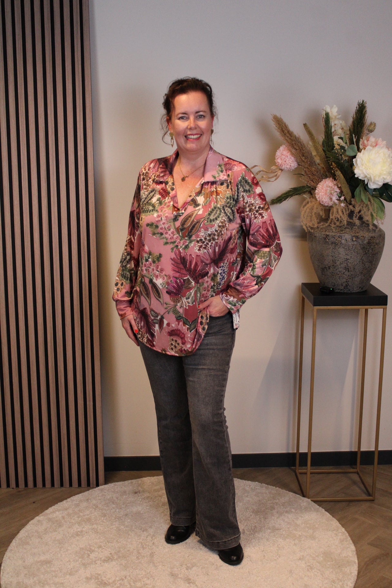 Helena | Hellrosa Bluse mit Kragen 38 bis 48