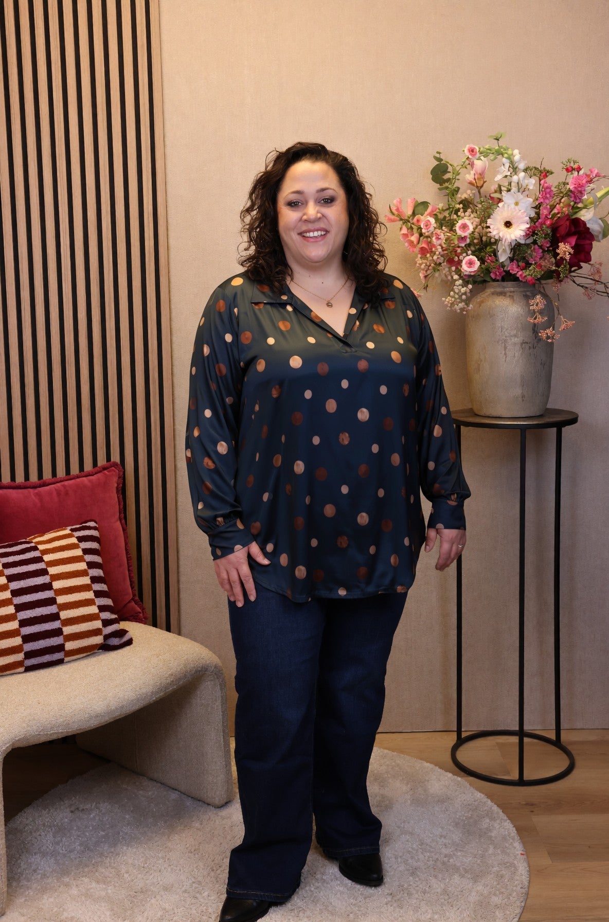 Dora | Bluse schwarz Langarm 52 bis 58