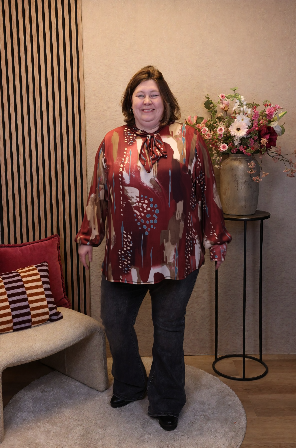 Dora | Bluse schwarz Langarm 52 bis 58