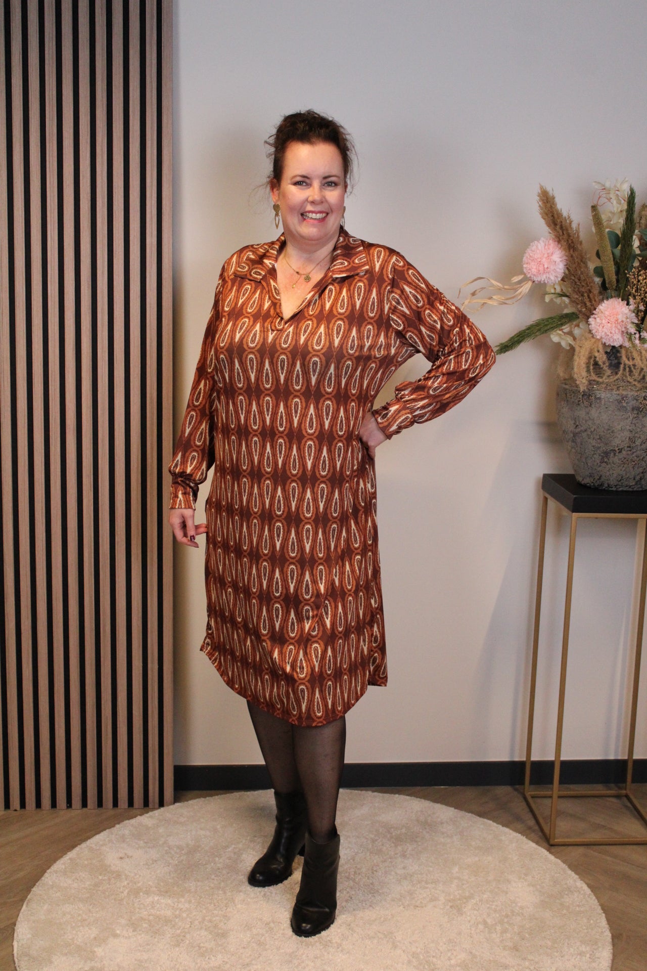 Christa | Grünes Kleid mit langen Ärmeln, Größe 38 bis 44