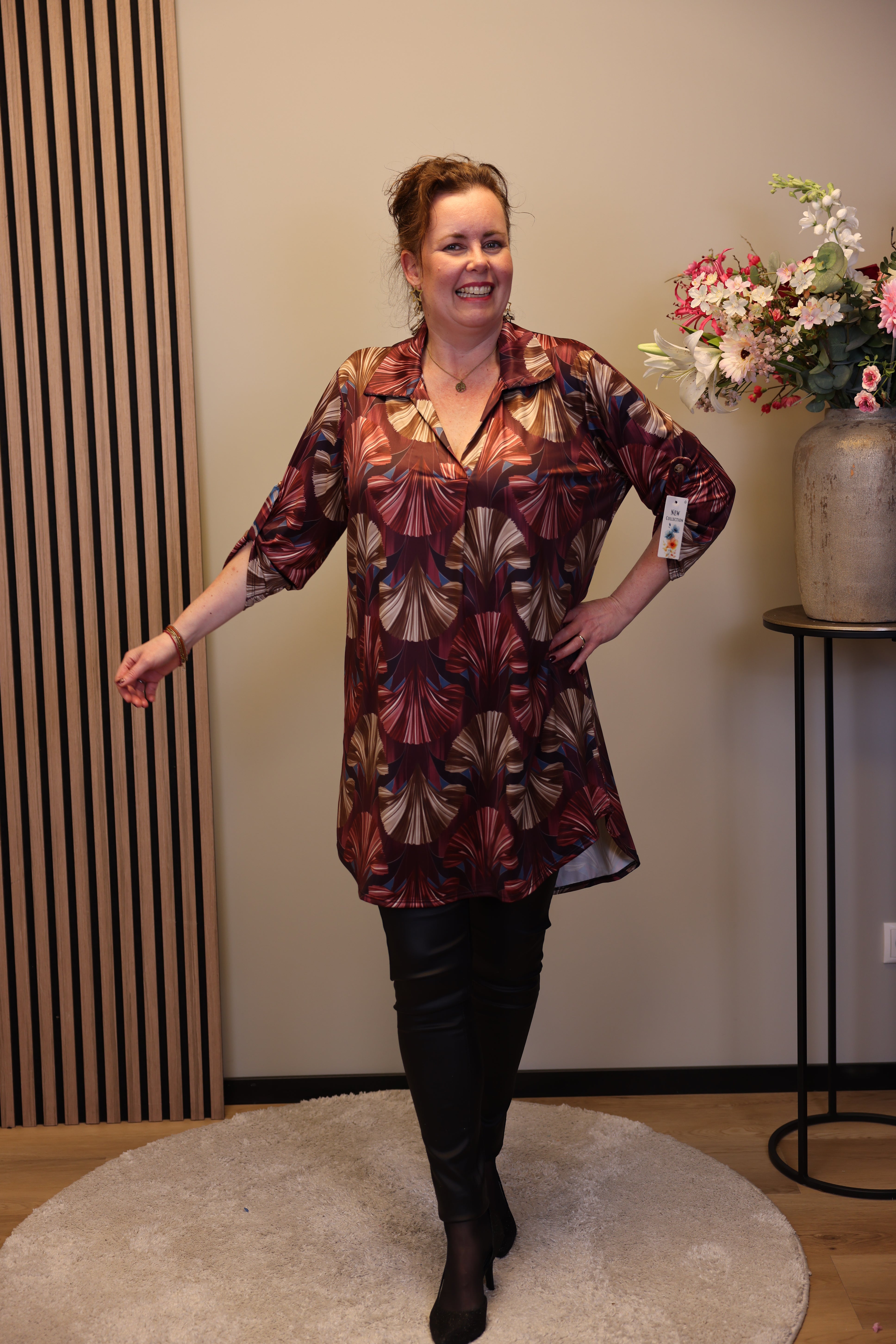 Lana | Blaue Bluse mit Kragen 38 bis 48