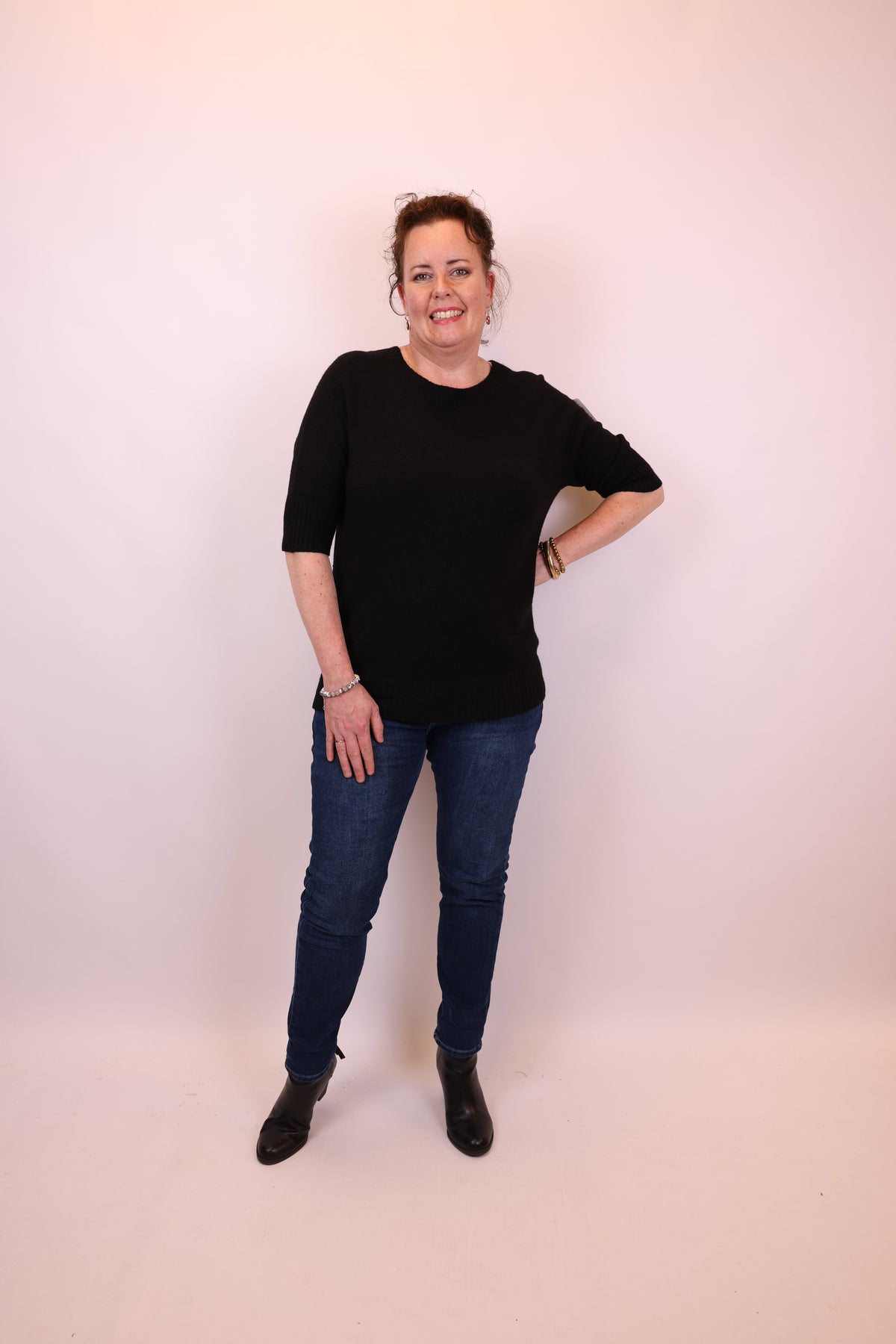 Dora | Bluse schwarz Langarm 52 bis 58