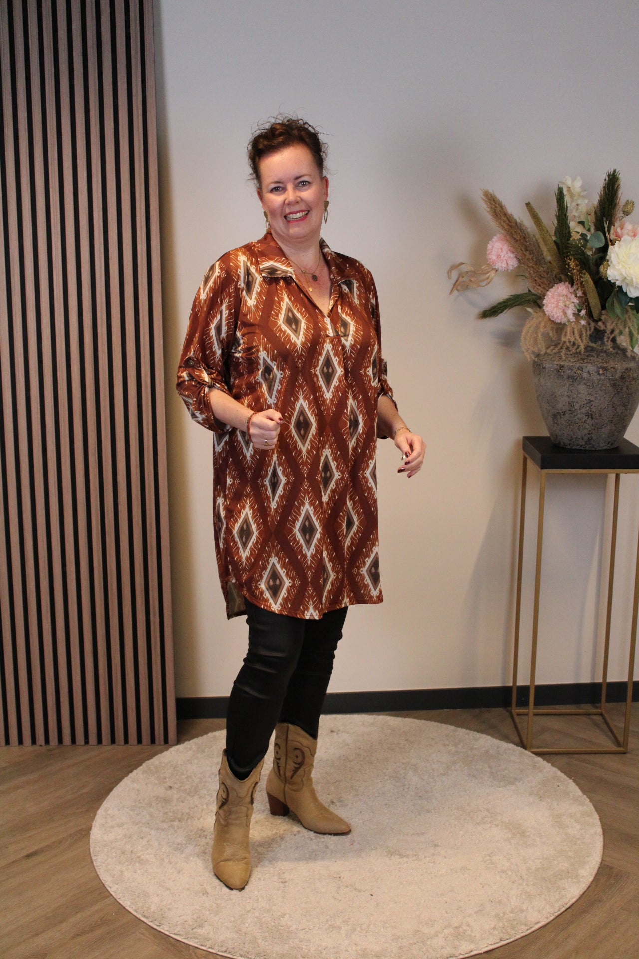 Lana | Blaue Bluse mit Kragen 38 bis 48