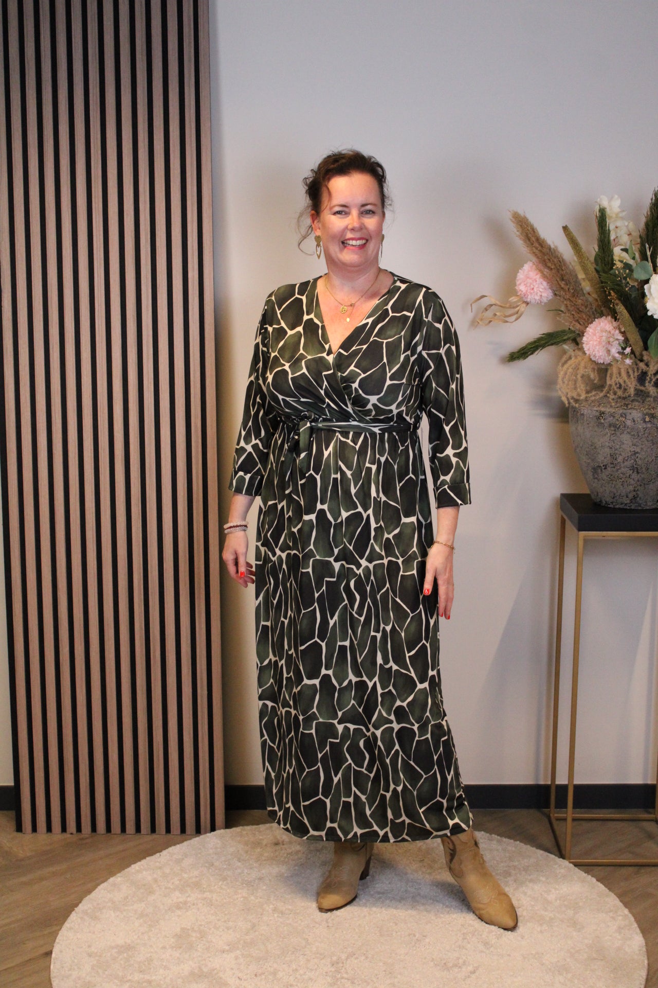 Leona | Grünes Kleid mit langen Ärmeln, Größe 46 bis 50