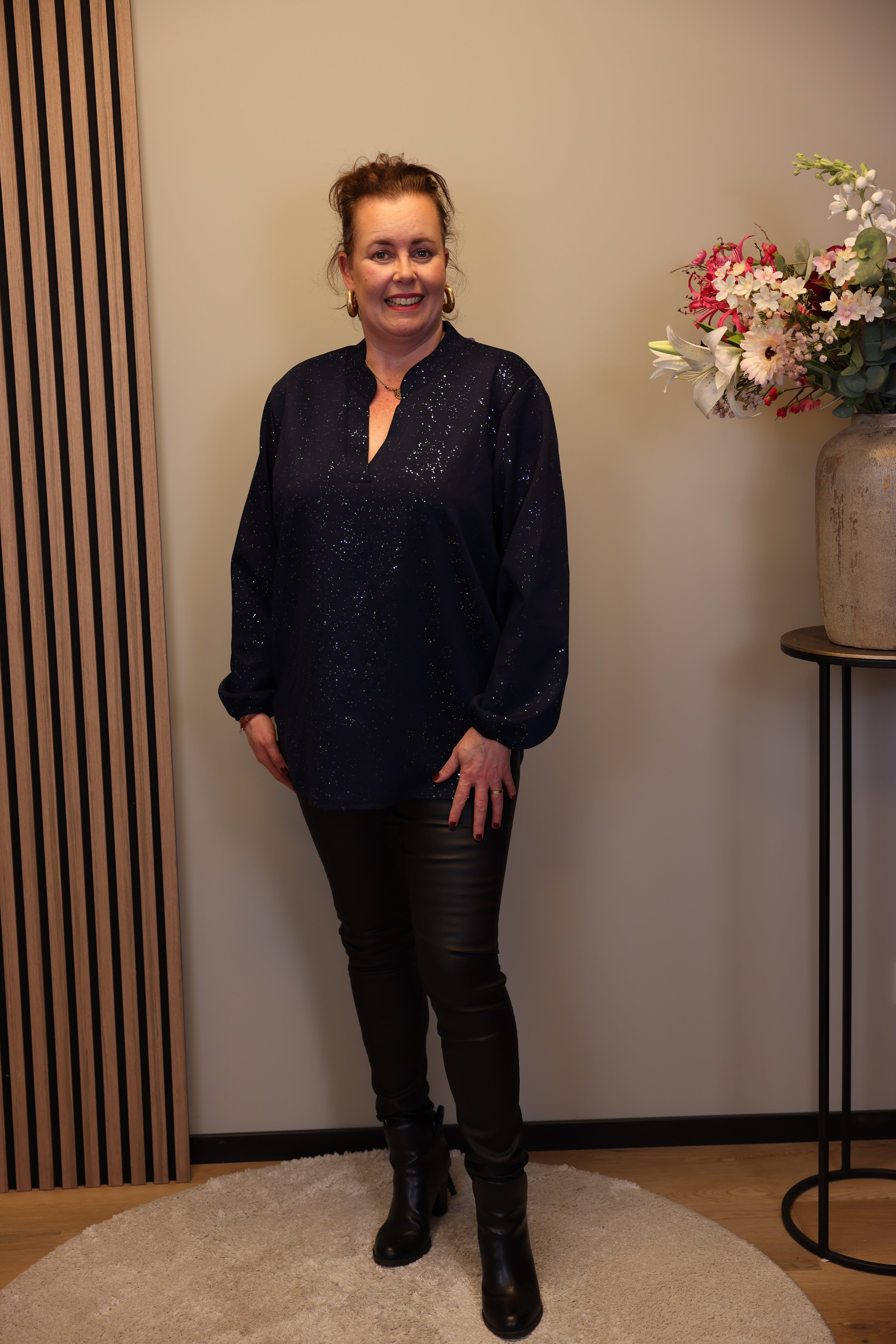 Dora | Bluse schwarz Langarm 52 bis 58