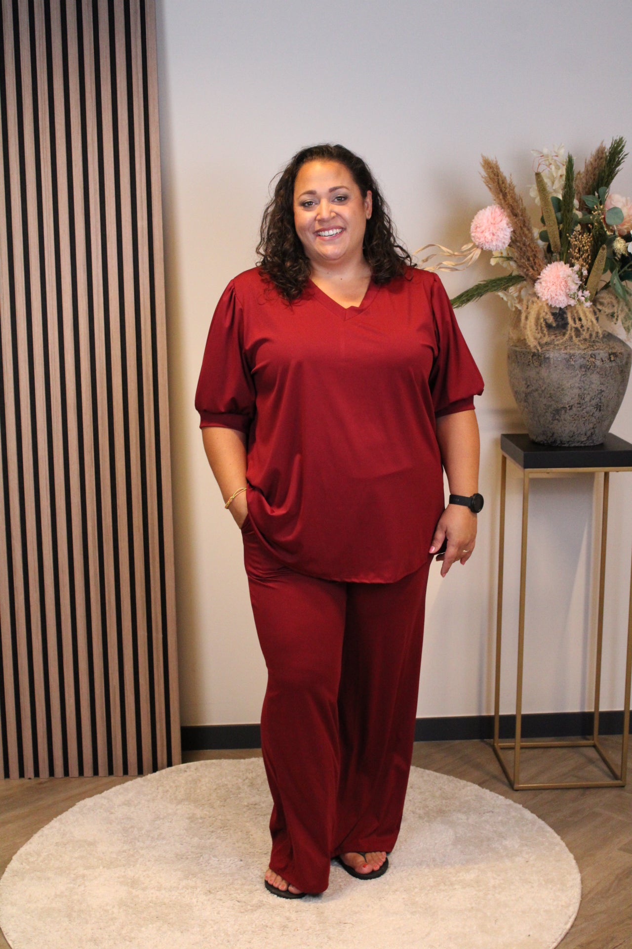 Indy | Broek bordeauxrood 46 t/m 50