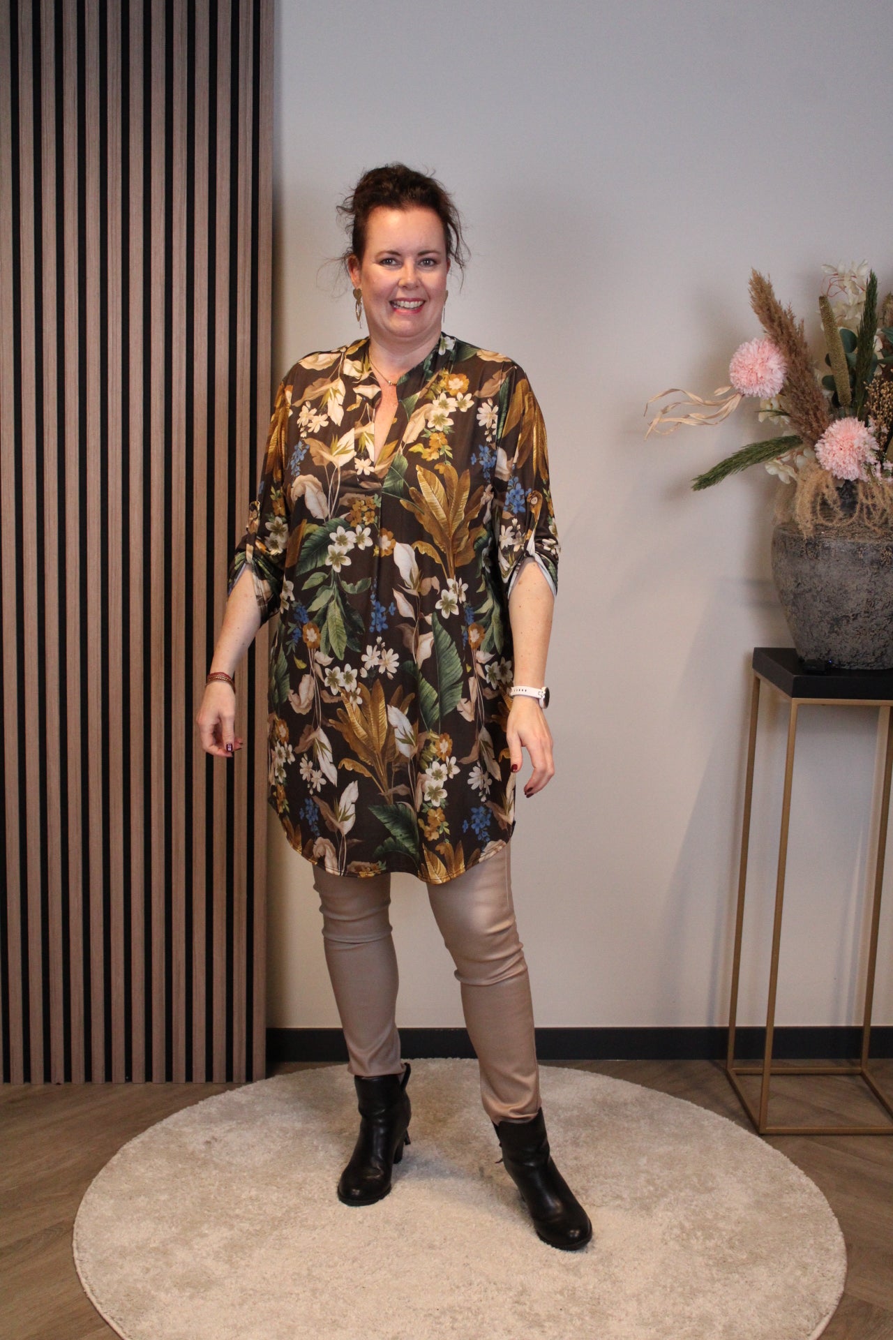 Lana | Blaue Bluse mit Kragen 38 bis 48