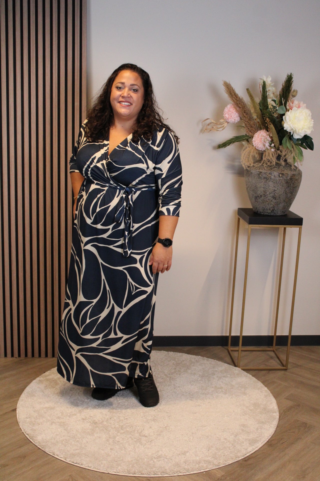 Britt | Blaues Langarmkleid 46 bis 50
