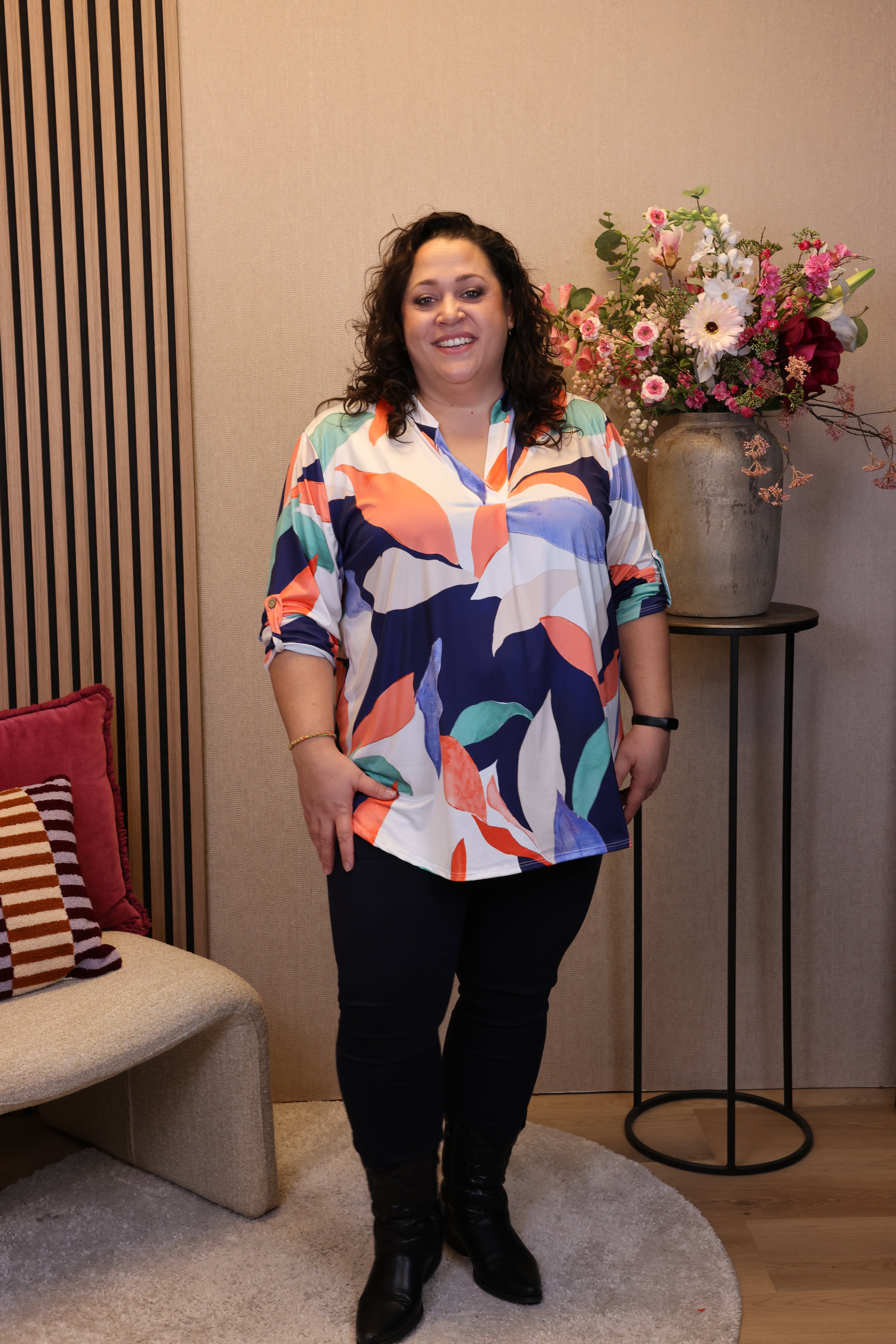 Dora | Bluse schwarz Langarm 52 bis 58
