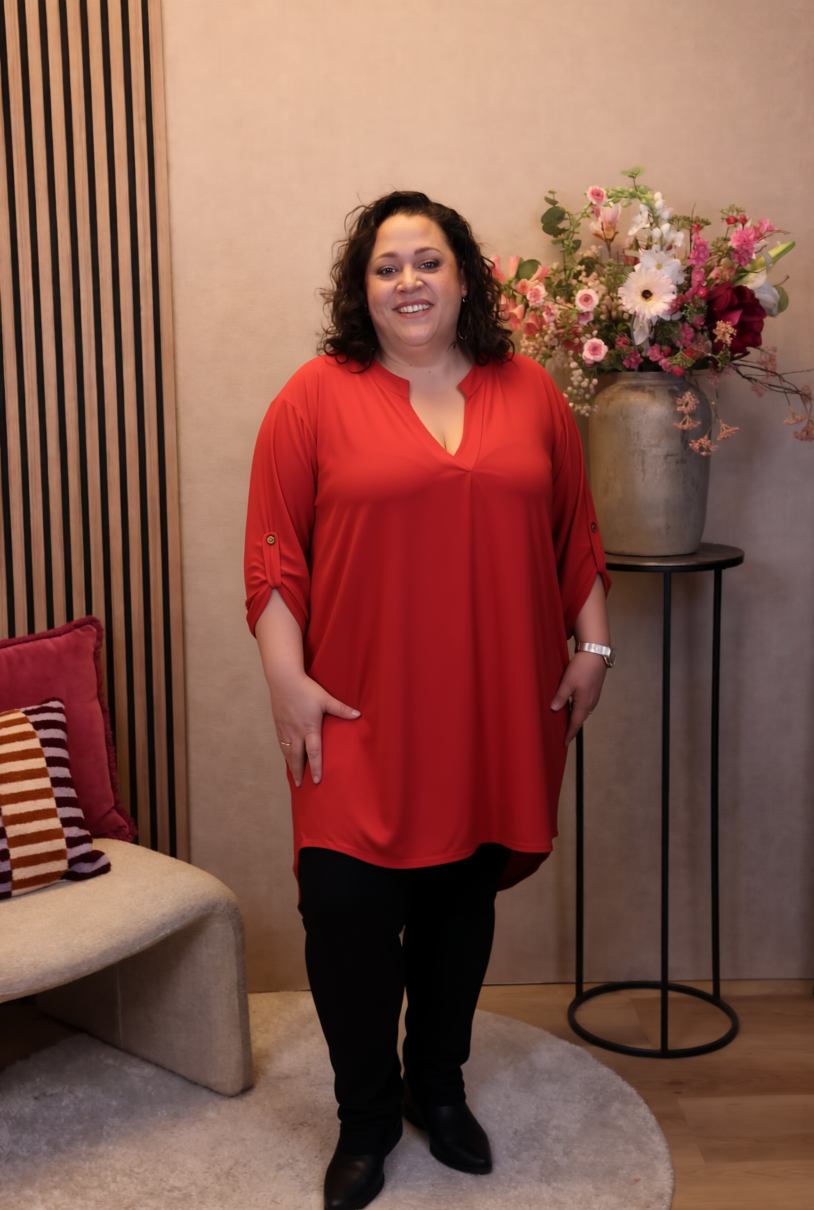 Dora | Bluse schwarz Langarm 52 bis 58