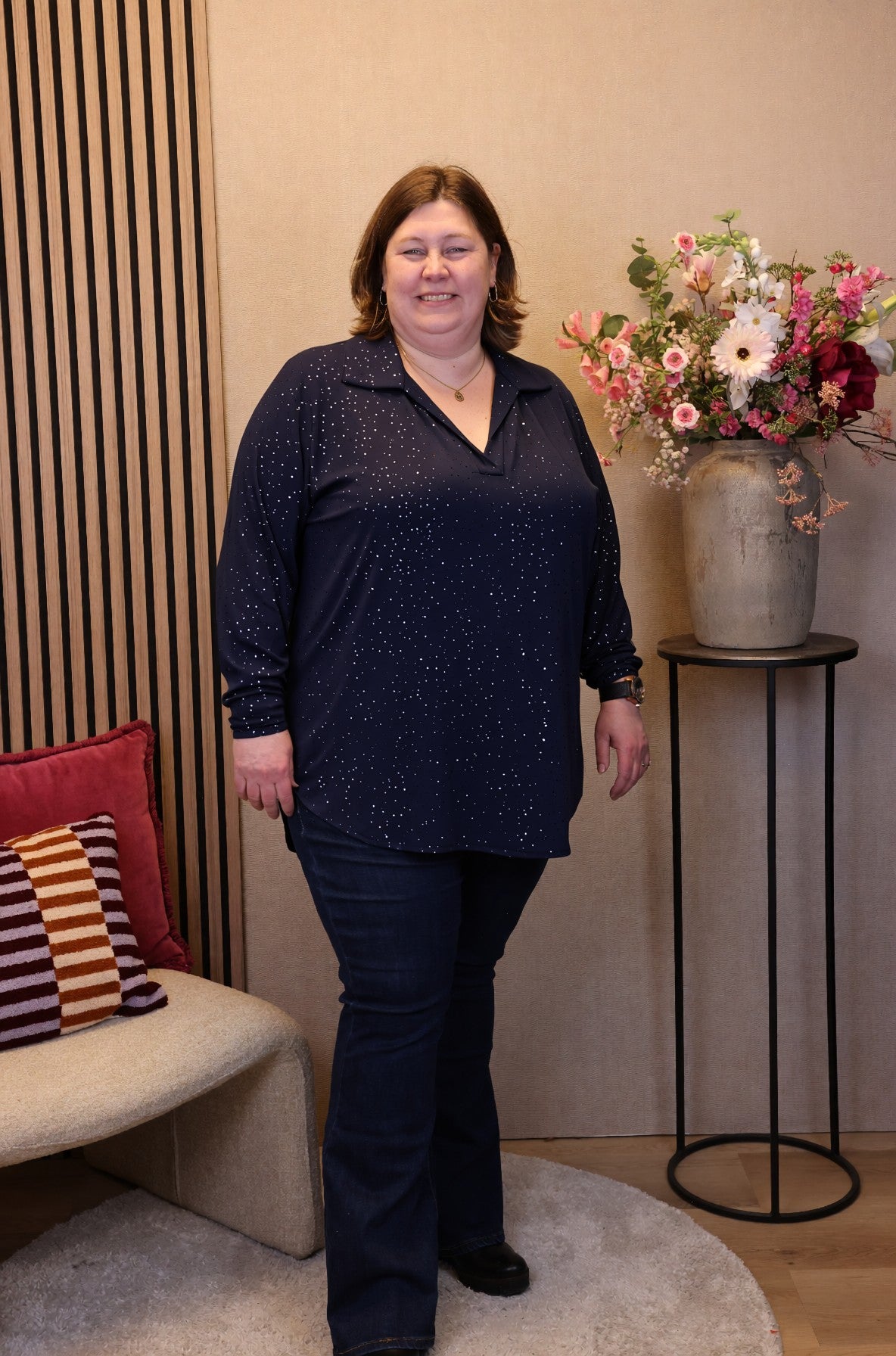 Dora | Bluse schwarz Langarm 52 bis 58