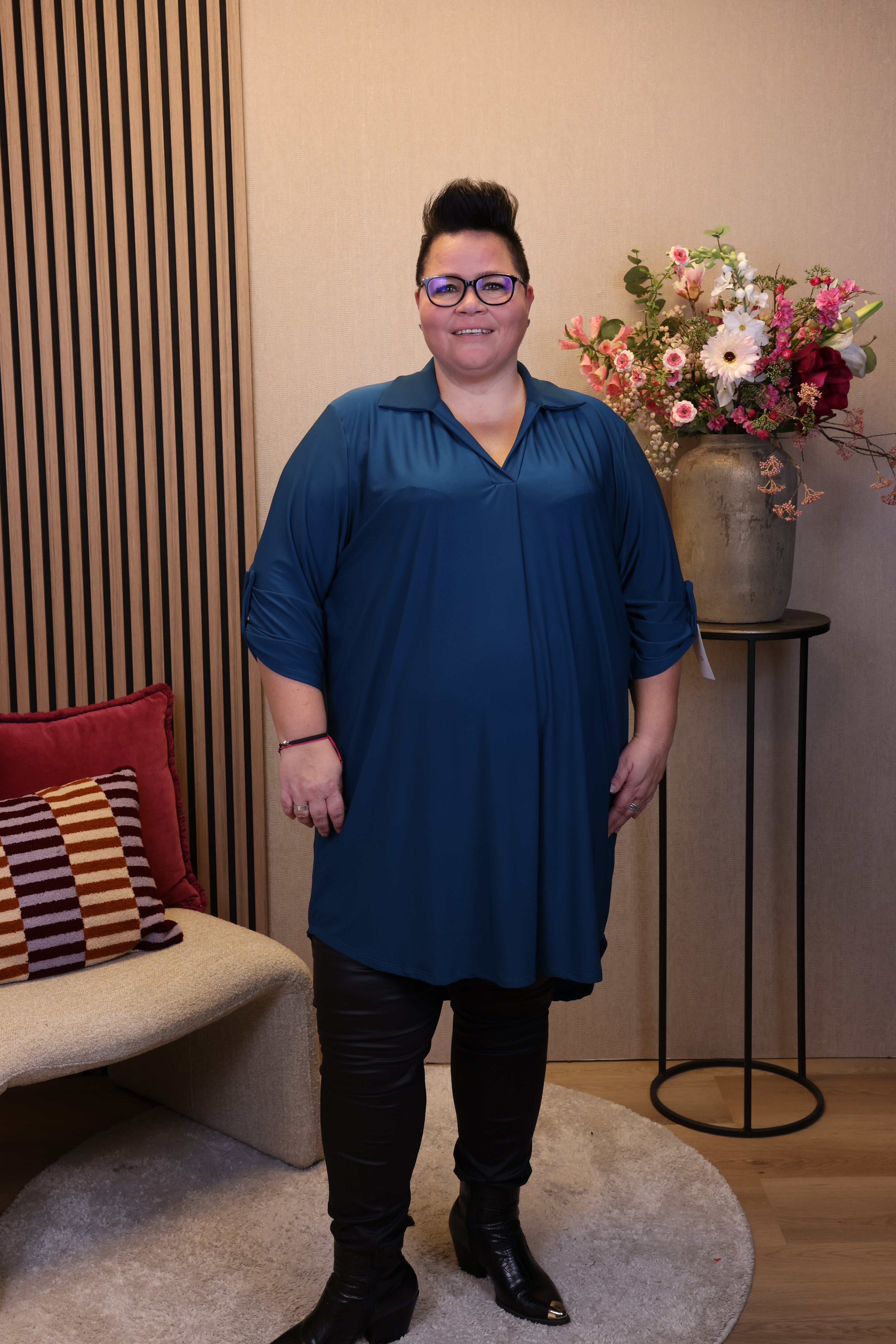 Dora | Bluse schwarz Langarm 52 bis 58