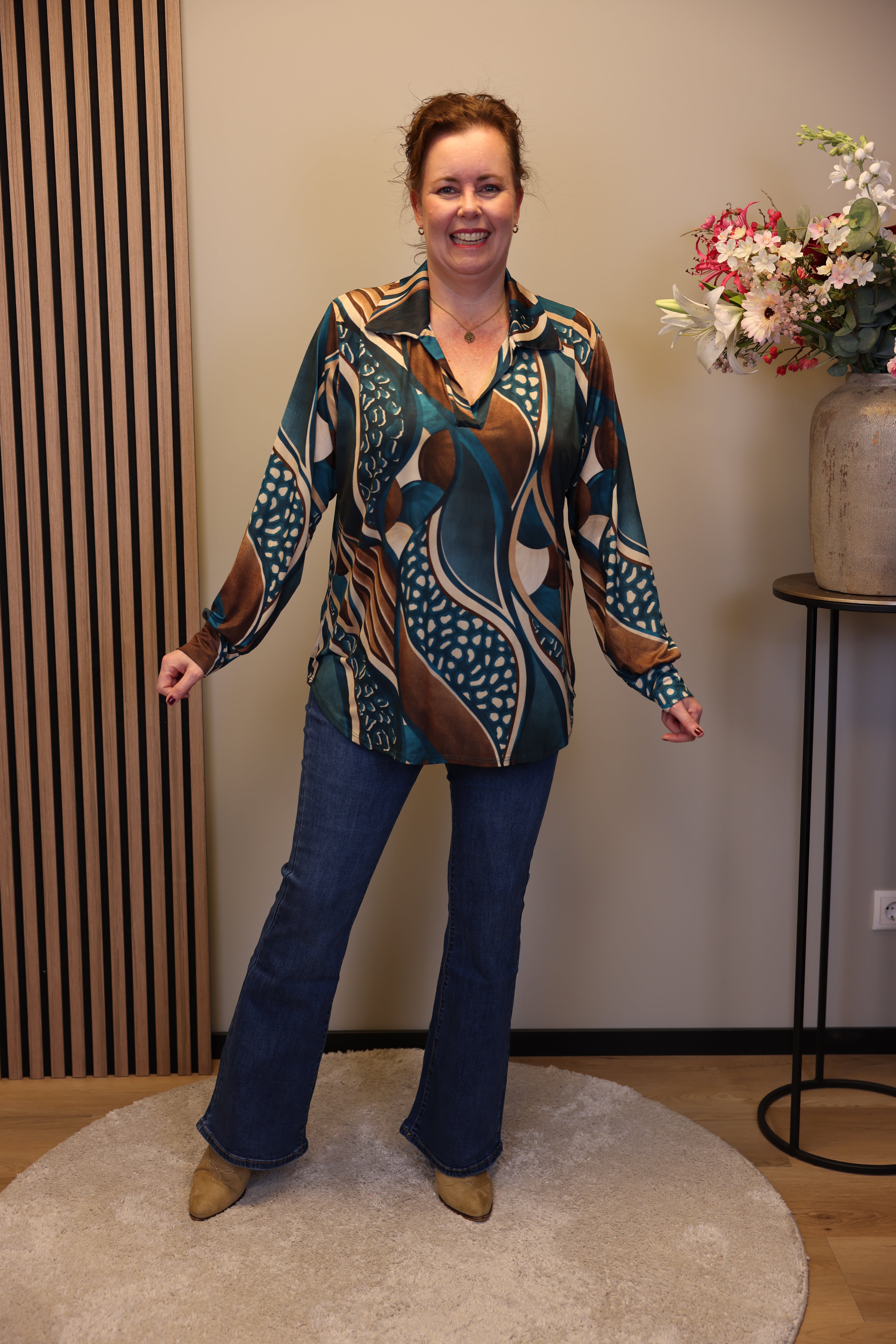 Verona | Bluse mit Kragen blau 48 bis 52