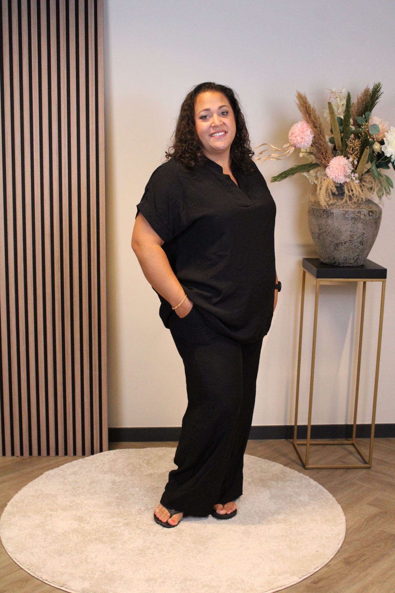 Dora | Bluse schwarz Langarm 52 bis 58