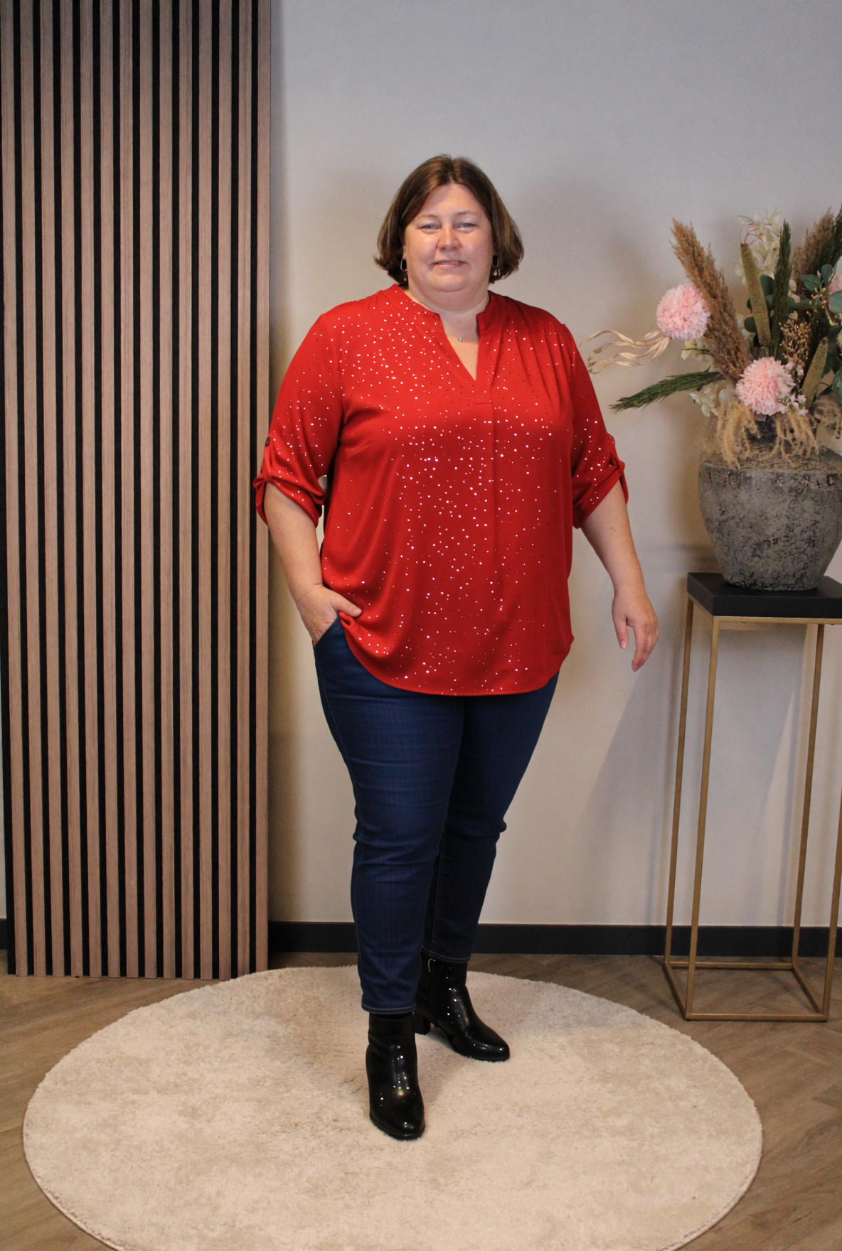 Dora | Bluse schwarz Langarm 52 bis 58