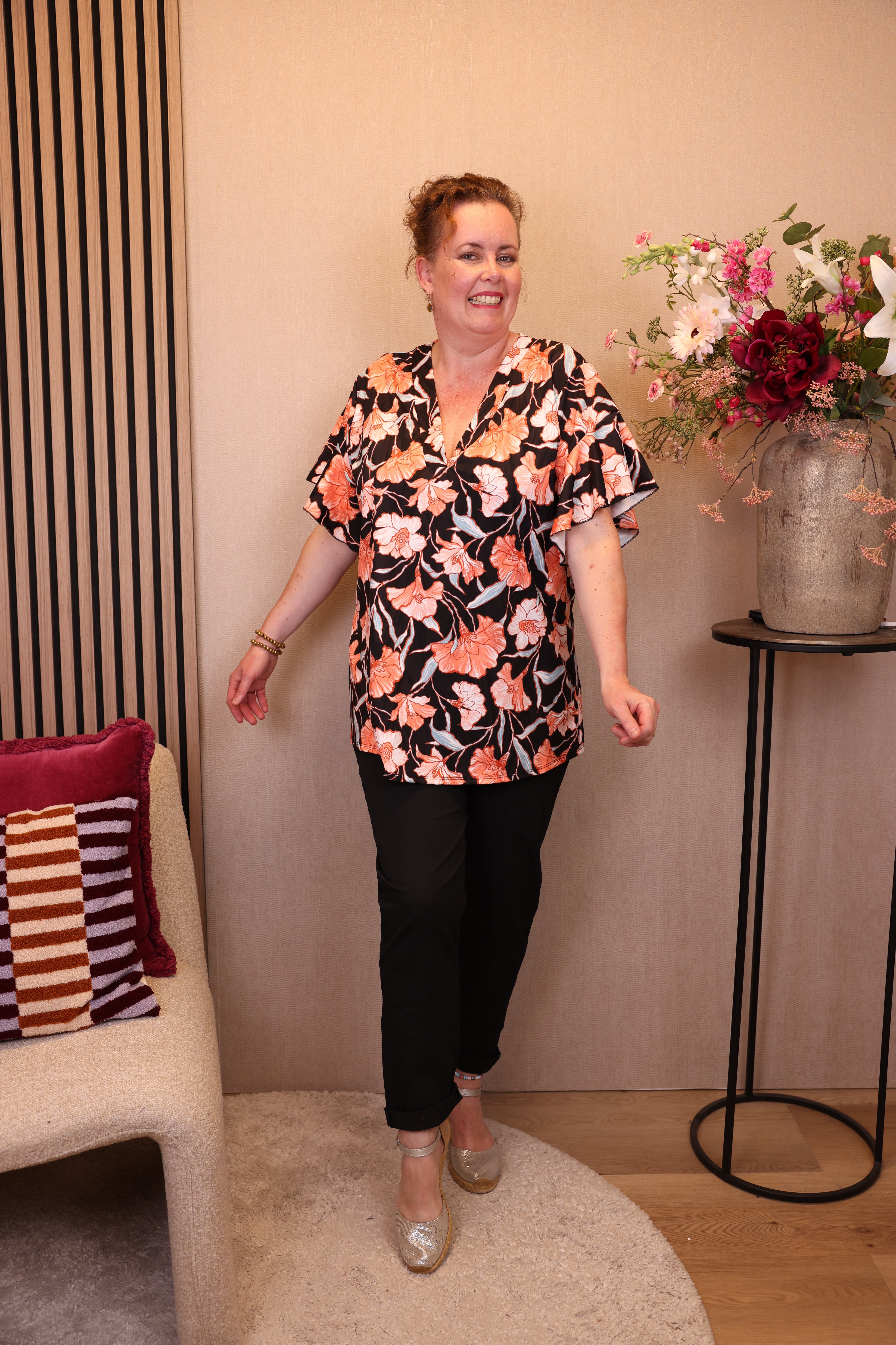 Dora | Bluse schwarz Langarm 52 bis 58