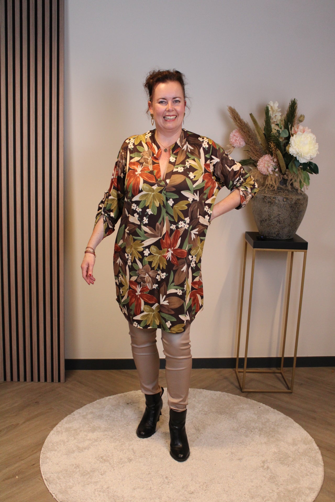 Lana | Blaue Bluse mit Kragen 38 bis 48
