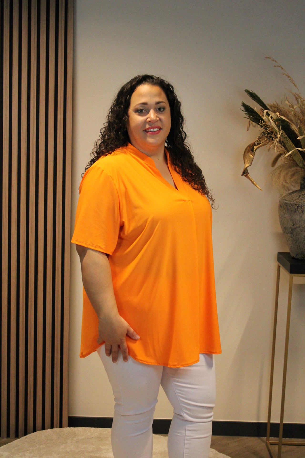 Juna | Bluse orange Kurzarm 48 bis 52