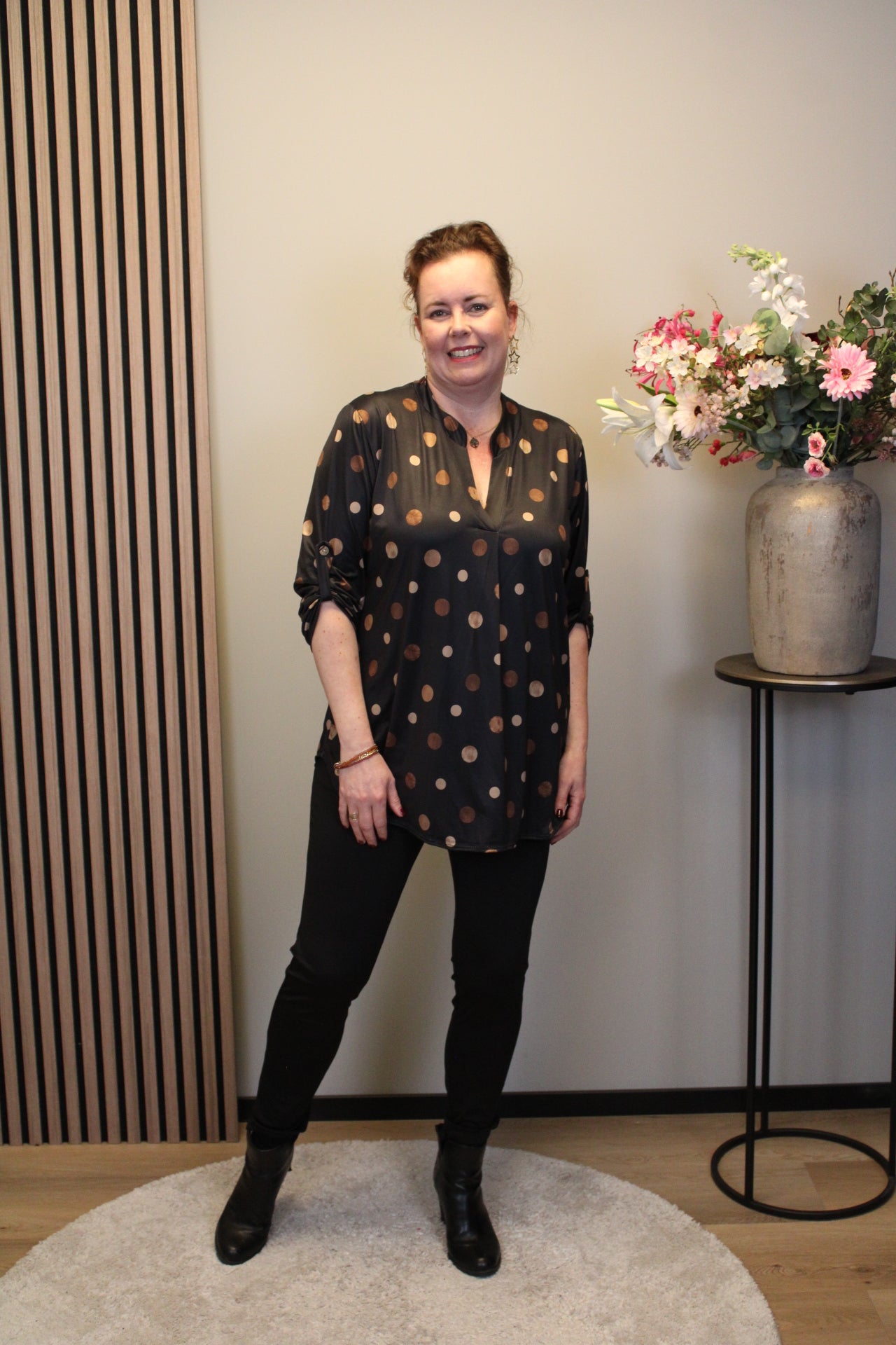 Dora | Bluse schwarz Langarm 52 bis 58