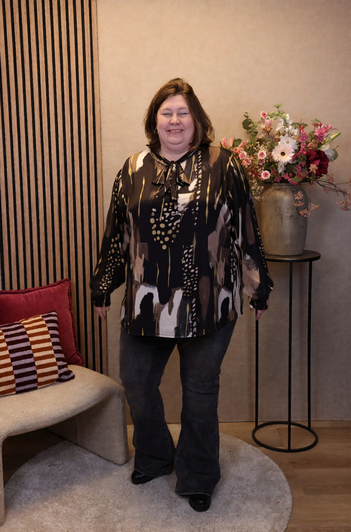 Dora | Bluse schwarz Langarm 52 bis 58