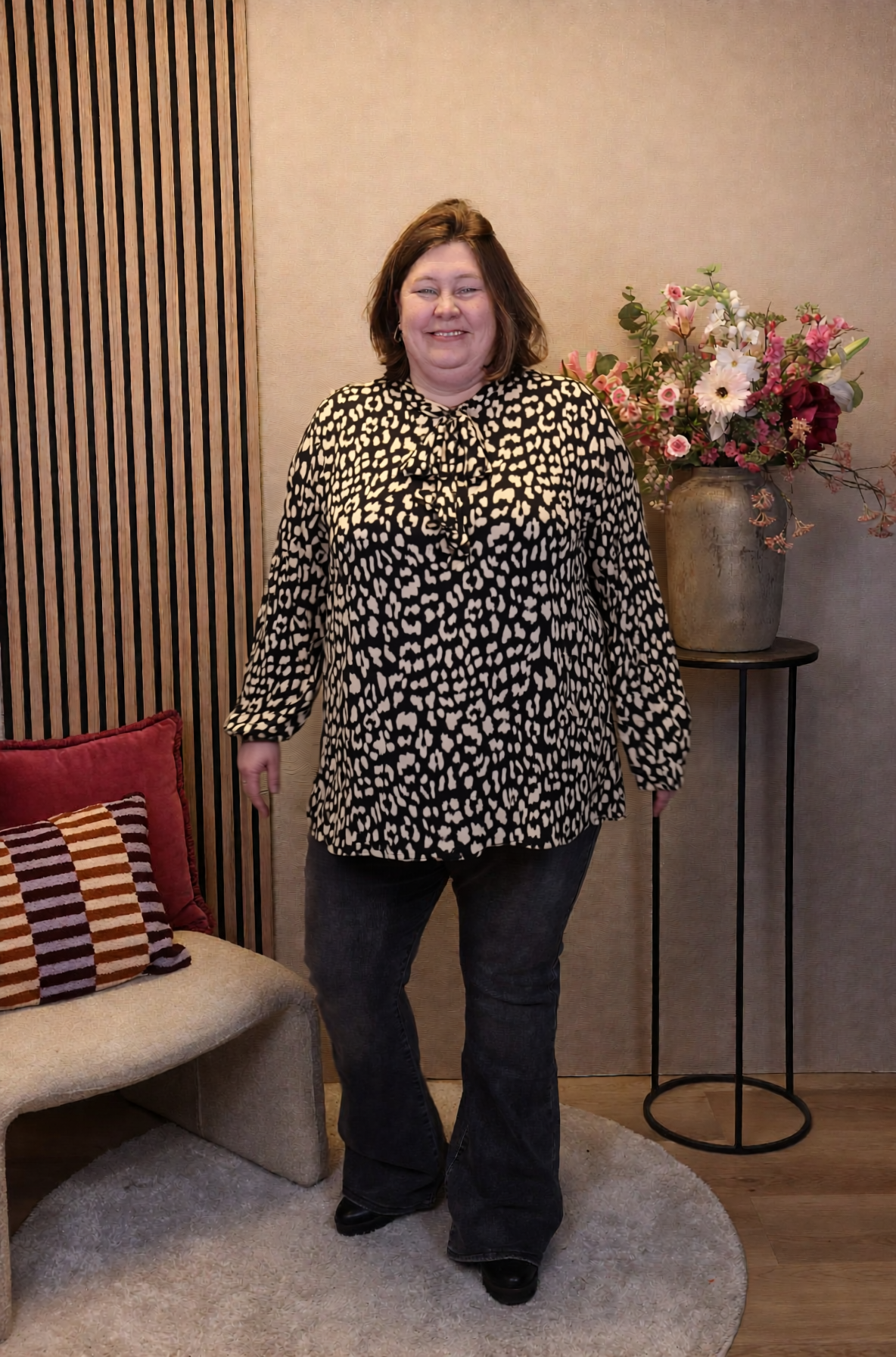 Dora | Bluse schwarz Langarm 52 bis 58