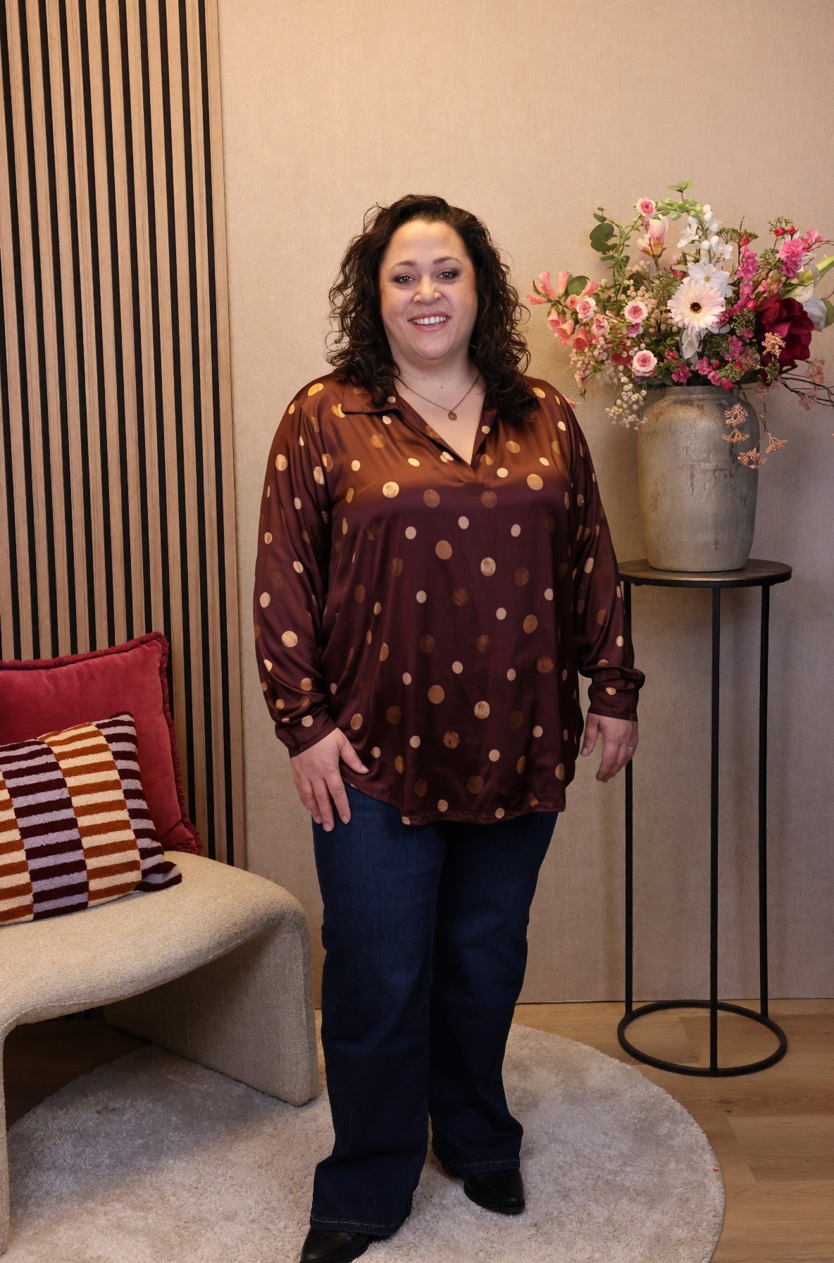 Dora | Bluse schwarz Langarm 52 bis 58