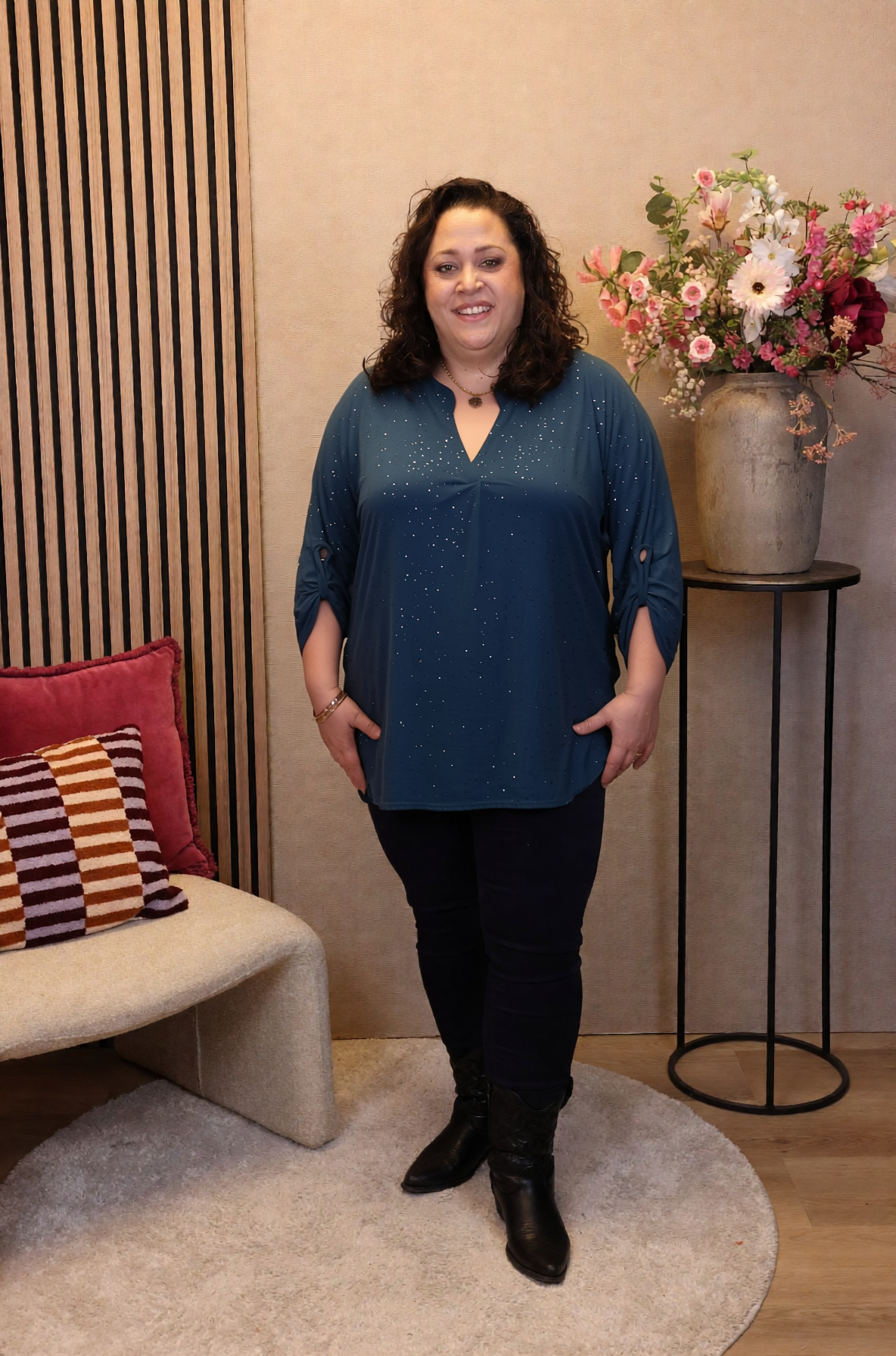 Dora | Bluse schwarz Langarm 52 bis 58