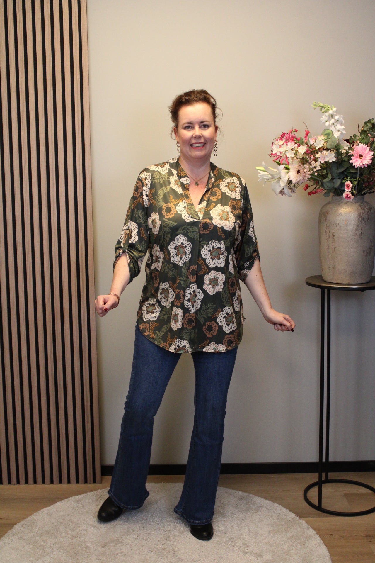 Dora | Bluse schwarz Langarm 52 bis 58