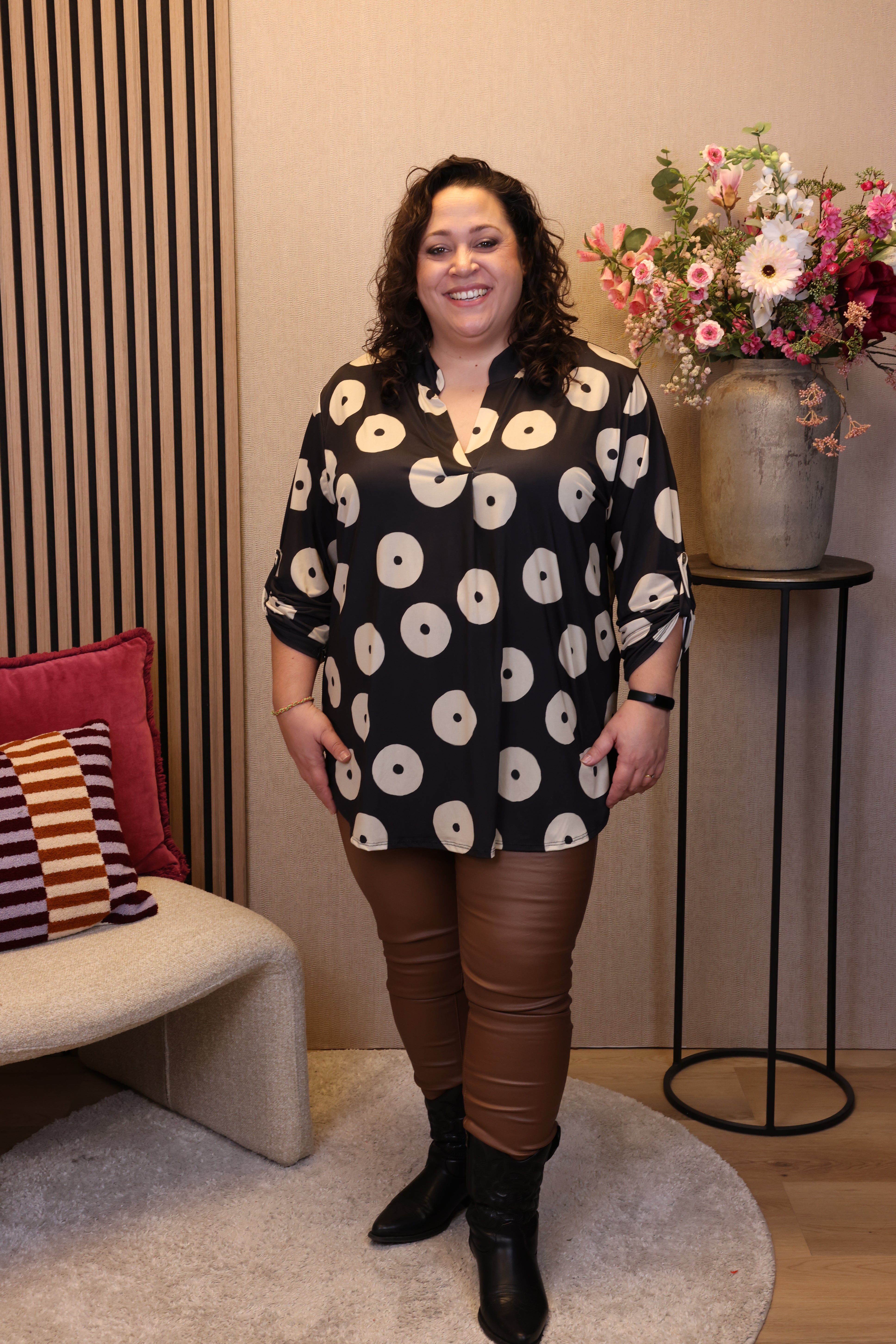 Dora | Bluse schwarz Langarm 52 bis 58