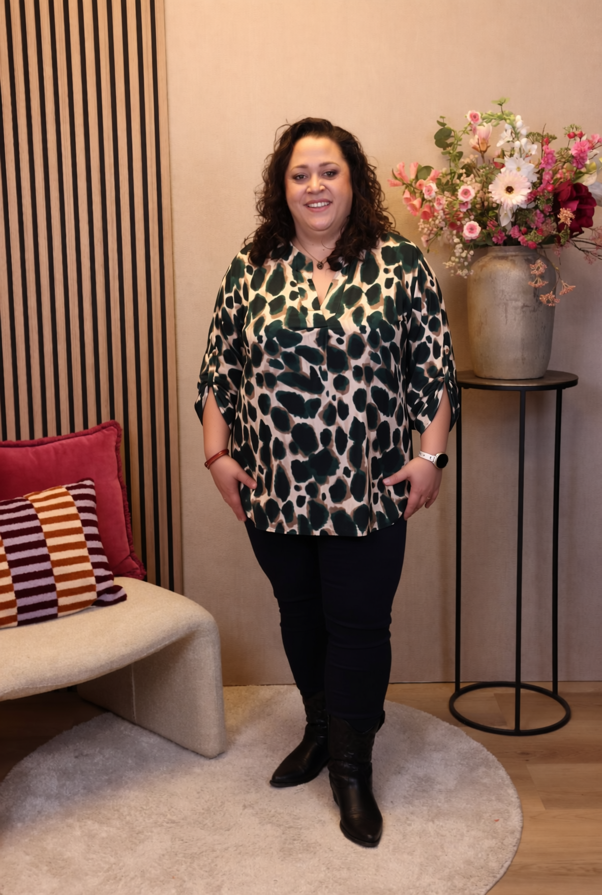 Dora | Bluse schwarz Langarm 52 bis 58