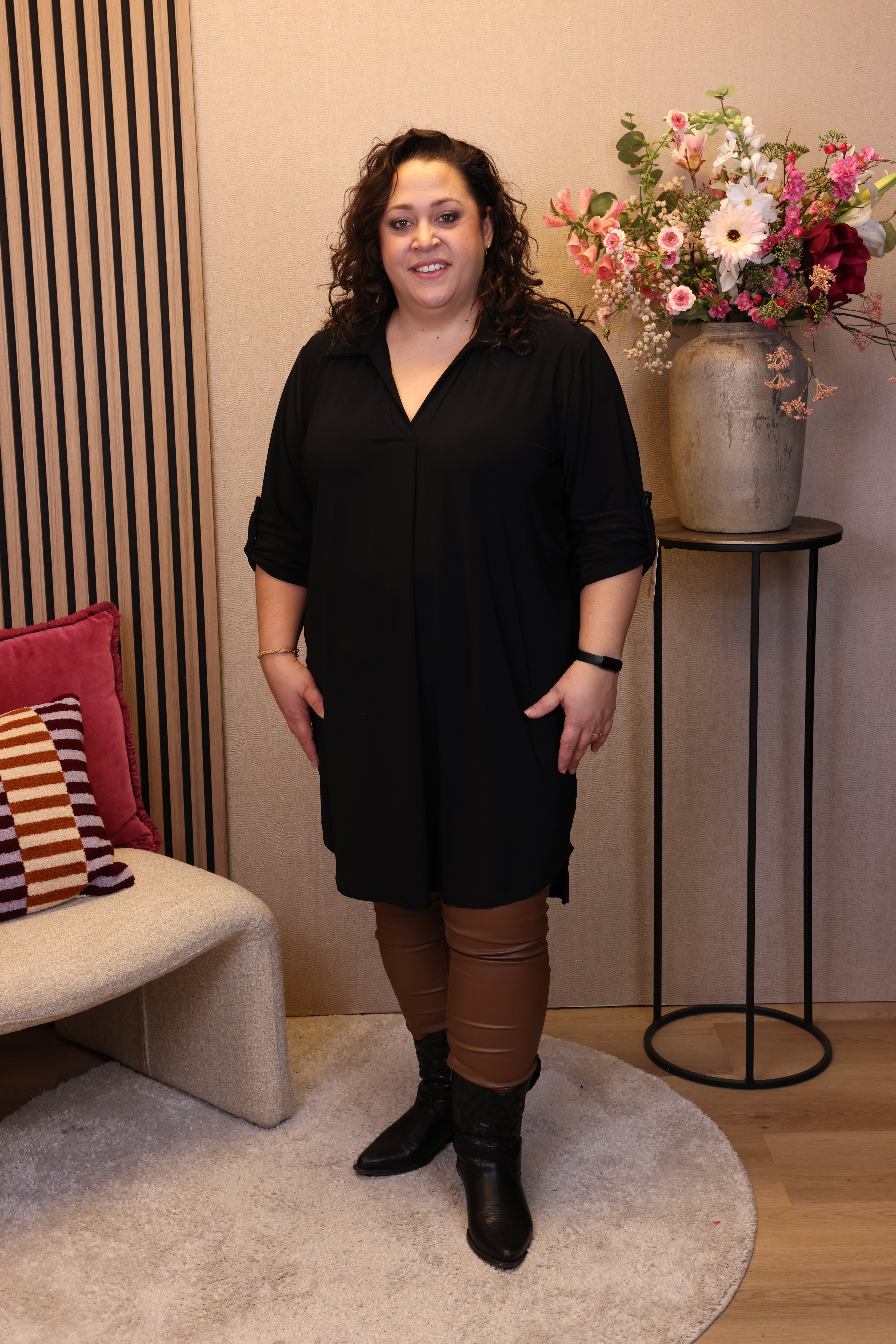 Dora | Bluse schwarz Langarm 52 bis 58