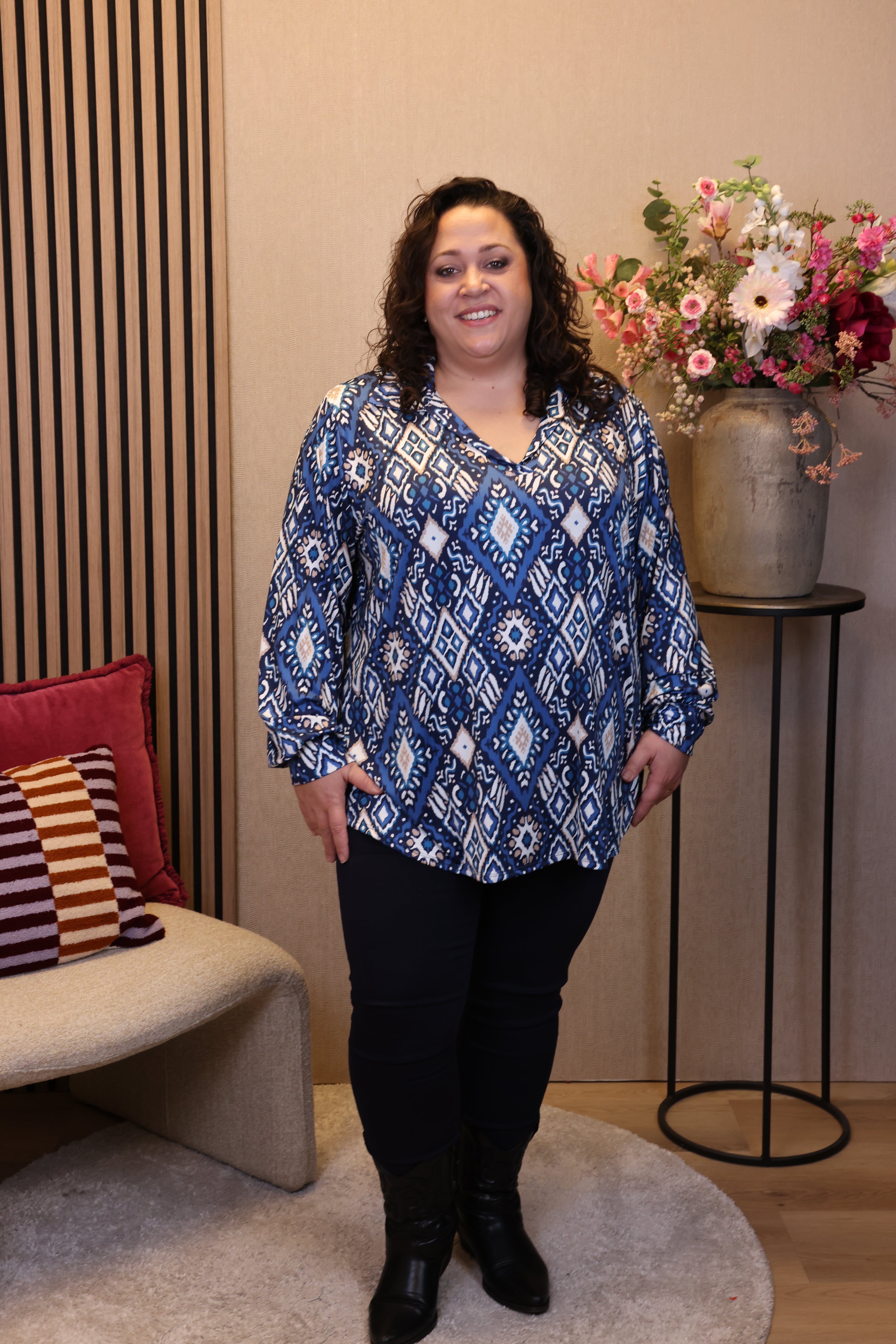 Dora | Bluse schwarz Langarm 52 bis 58