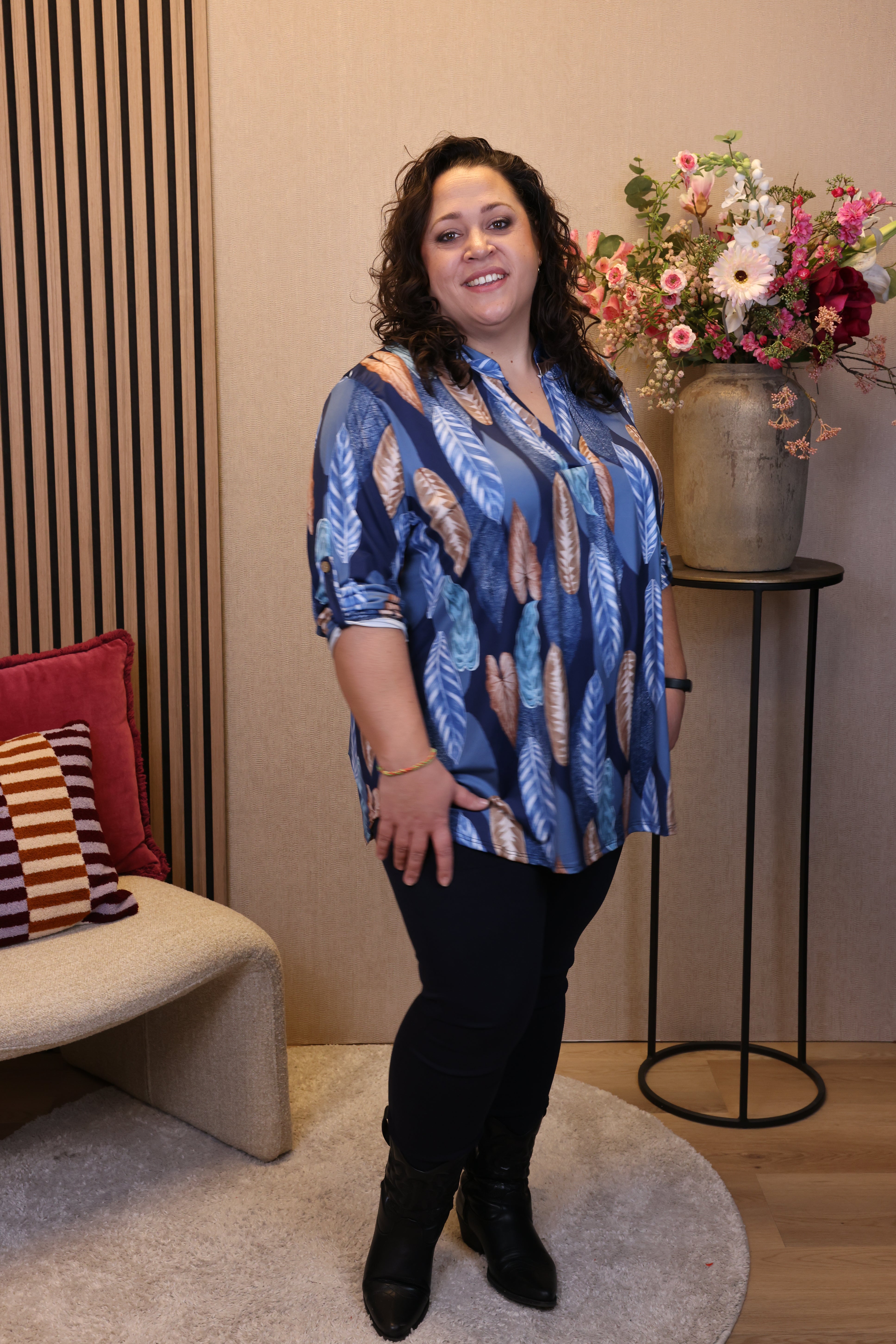 Dora | Bluse schwarz Langarm 52 bis 58