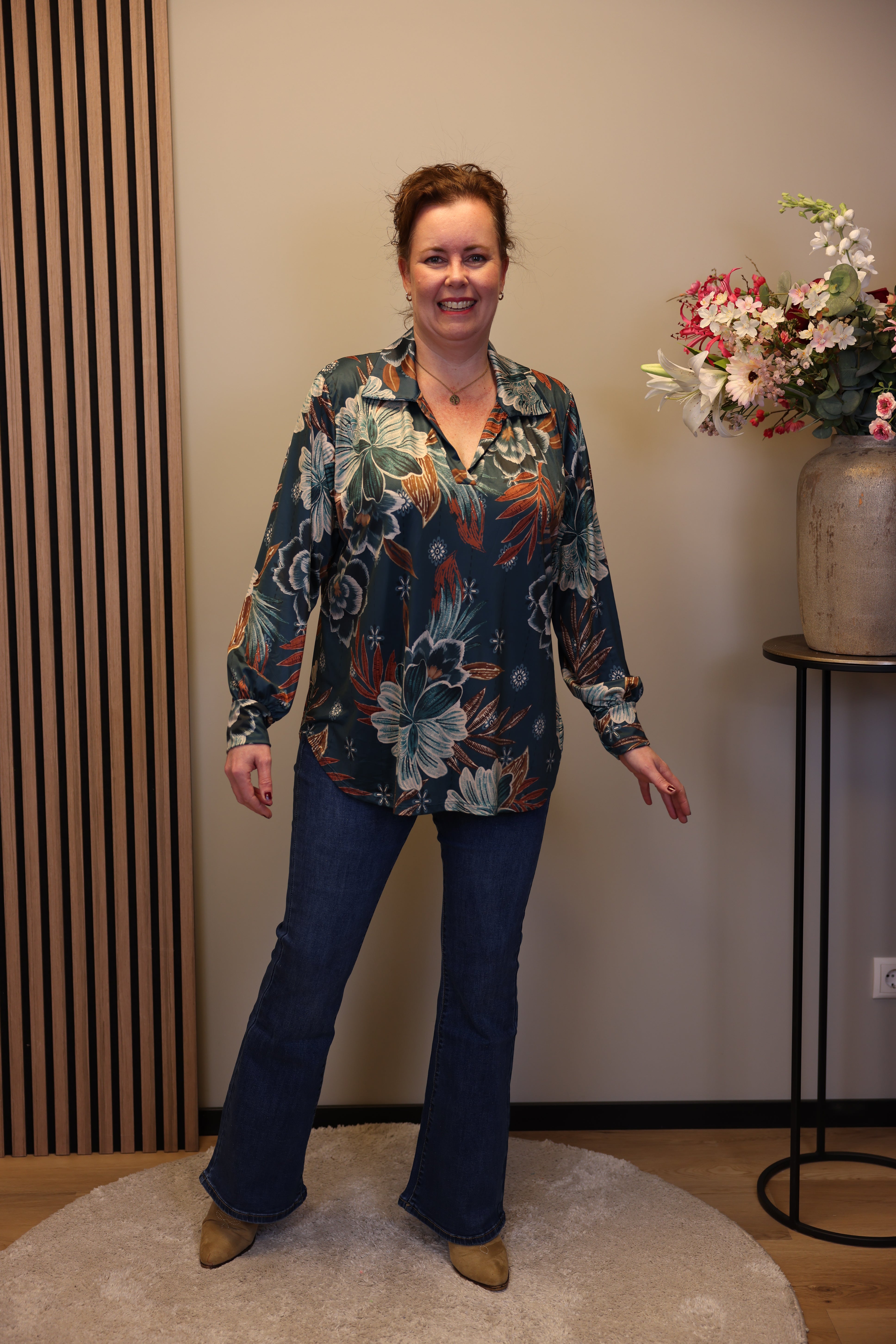 Eefke | Blouse aqua met kraagje 48 t/m 52