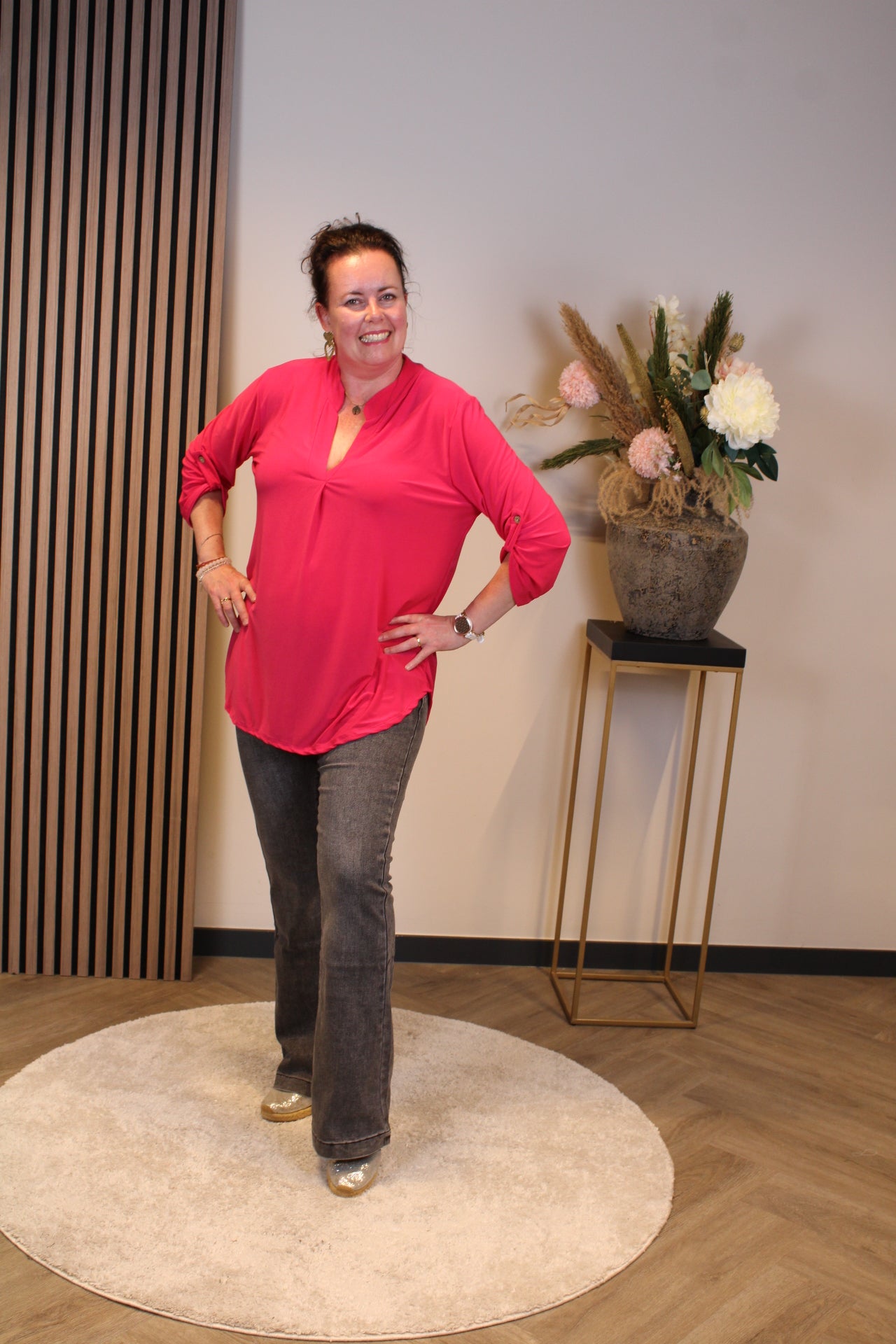 Mara | Blouse roze lange mouw 52 t/m 58