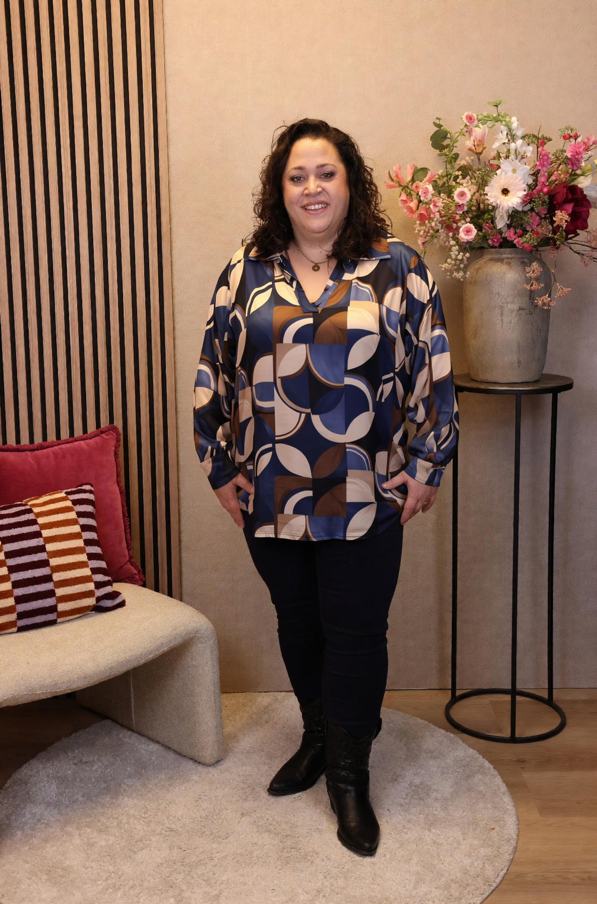 Dora | Bluse schwarz Langarm 52 bis 58