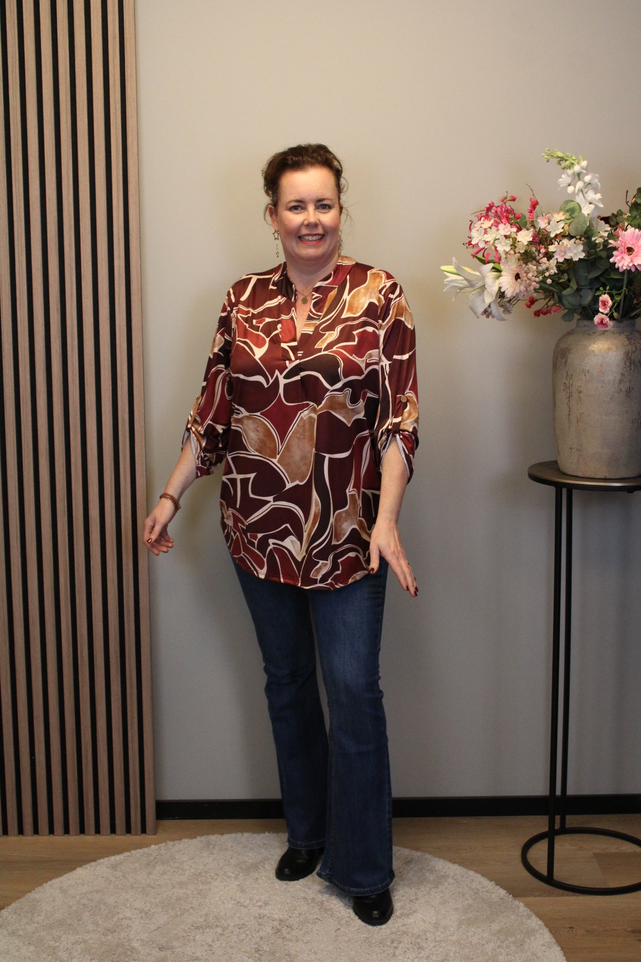 Dora | Bluse schwarz Langarm 52 bis 58