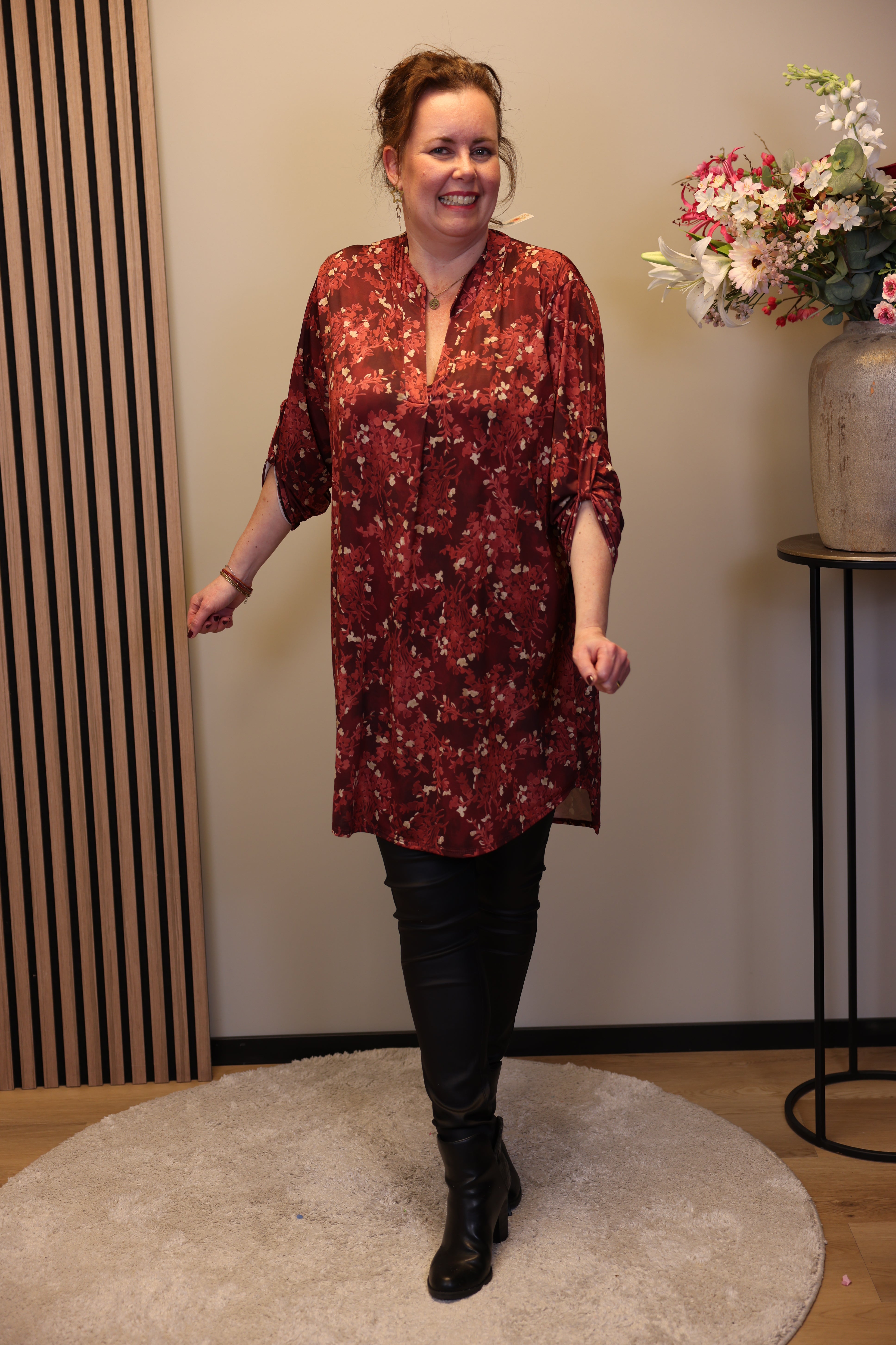 Lana | Blaue Bluse mit Kragen 38 bis 48