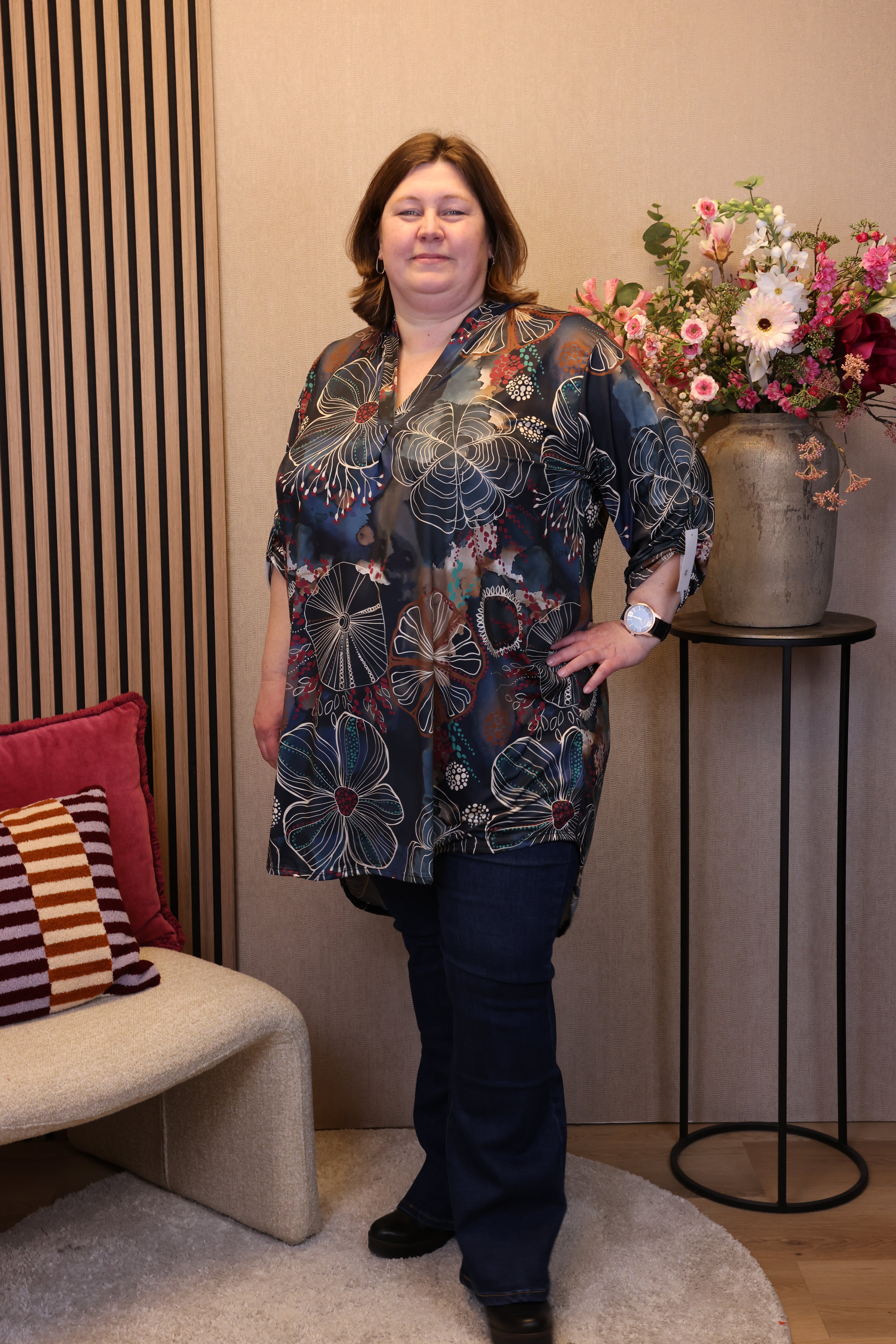 Dora | Bluse schwarz Langarm 52 bis 58