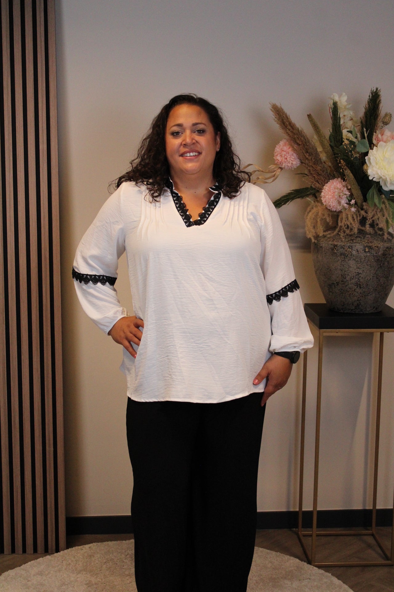 Dora | Bluse schwarz Langarm 52 bis 58