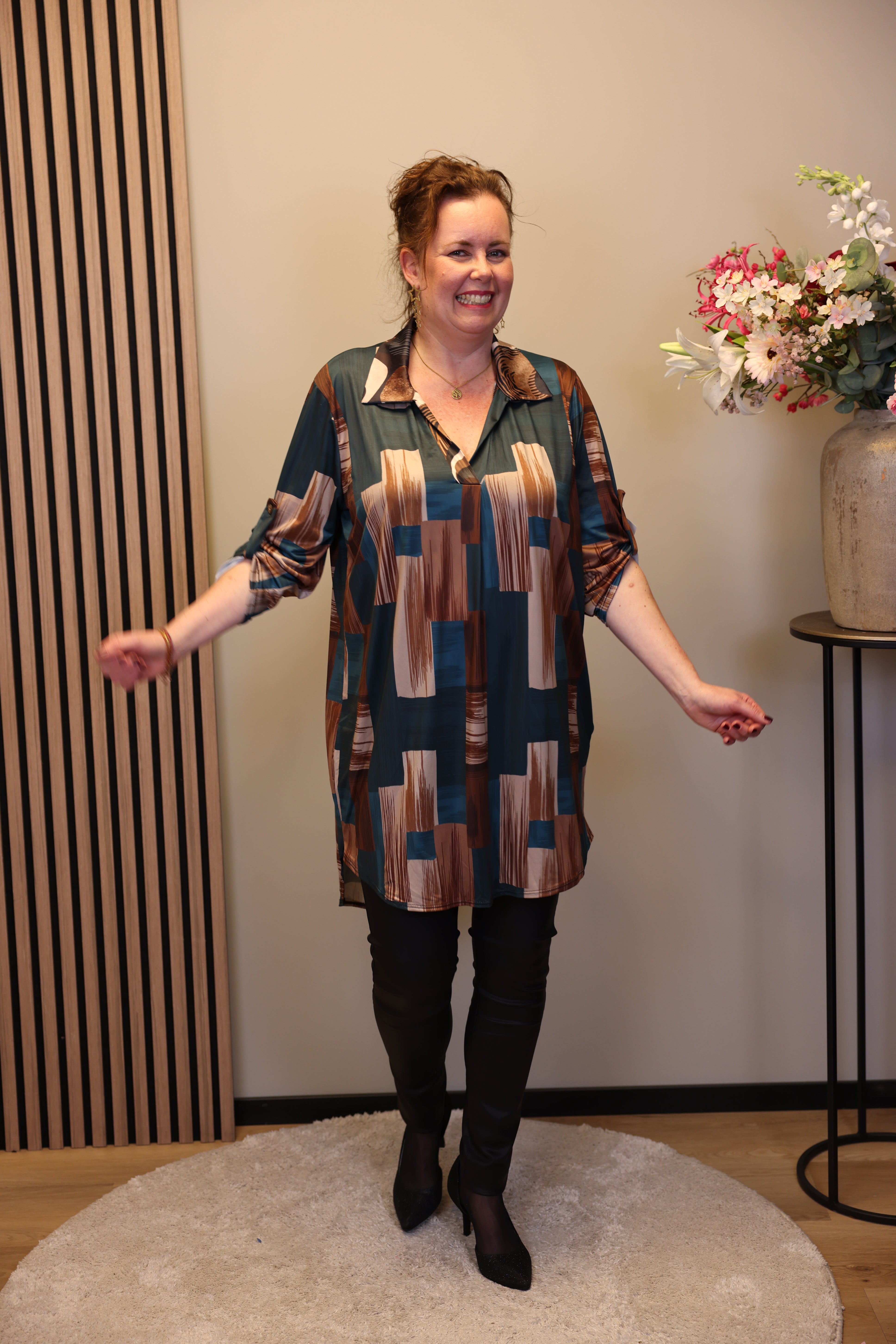 Liza | Tuniek aqua met kraagje 48 t/m 52