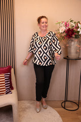 Dora | Bluse schwarz Langarm 52 bis 58