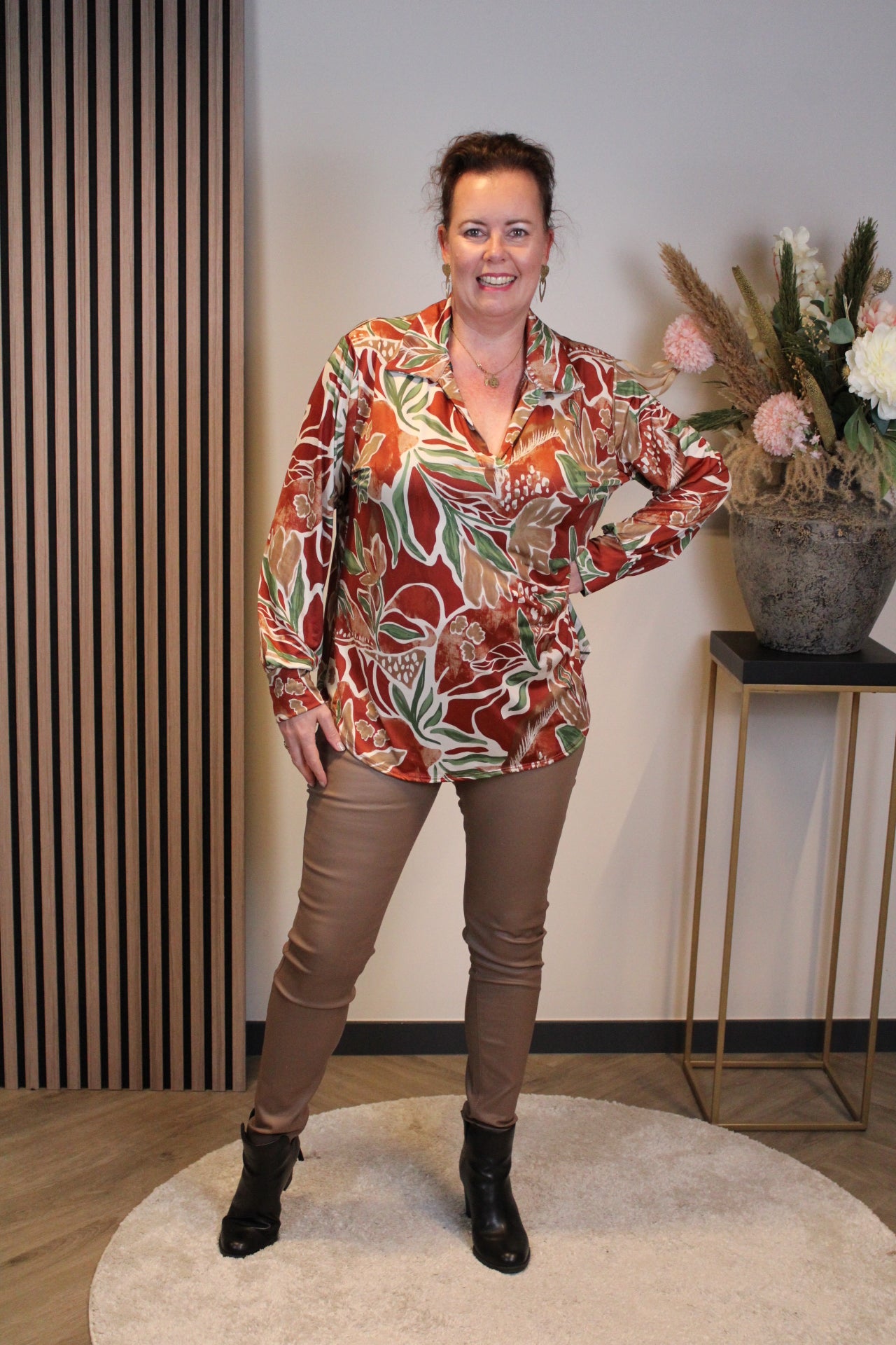 Annie | Blouse met kraagje oranje 48 t/m 52