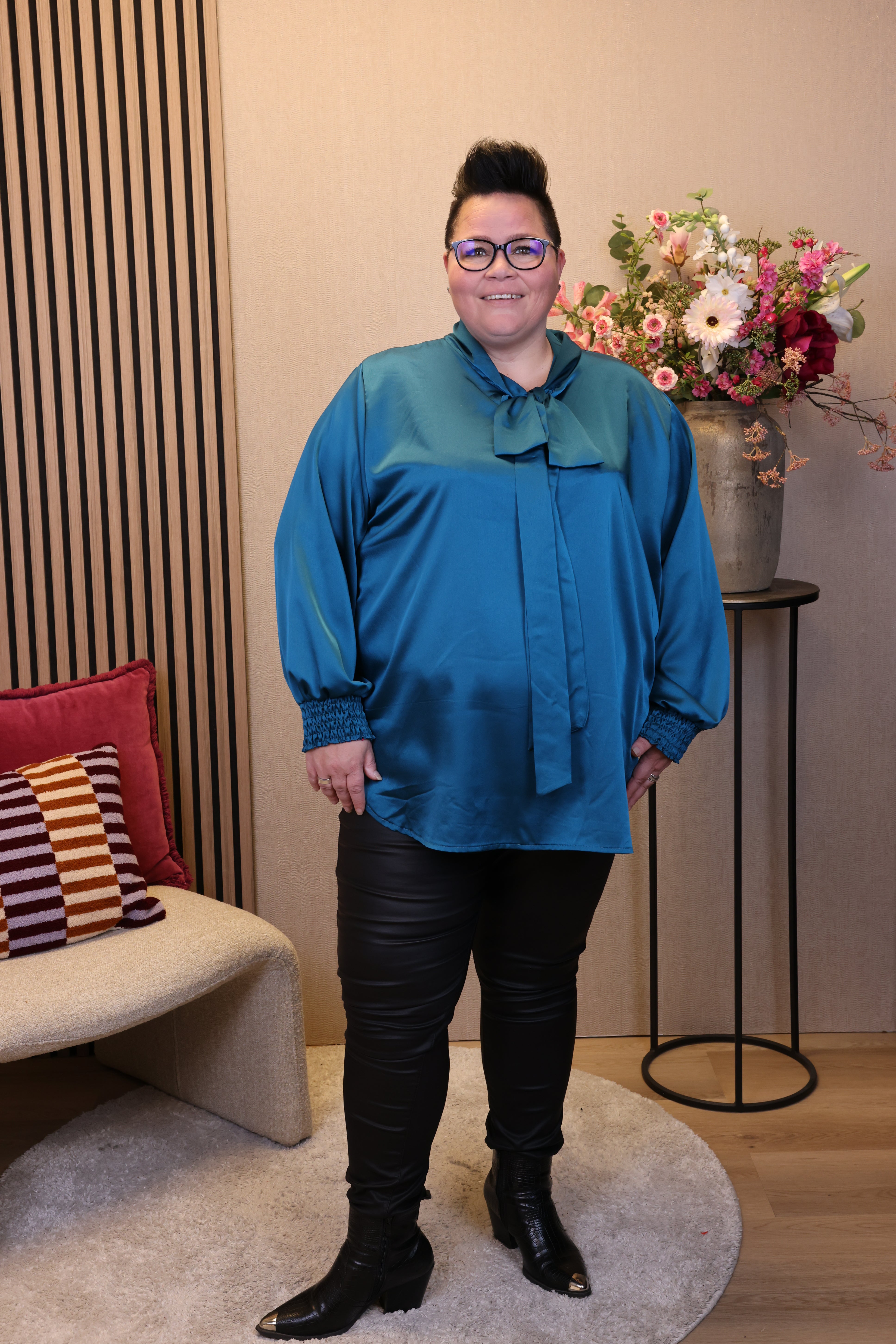 Dora | Bluse schwarz Langarm 52 bis 58